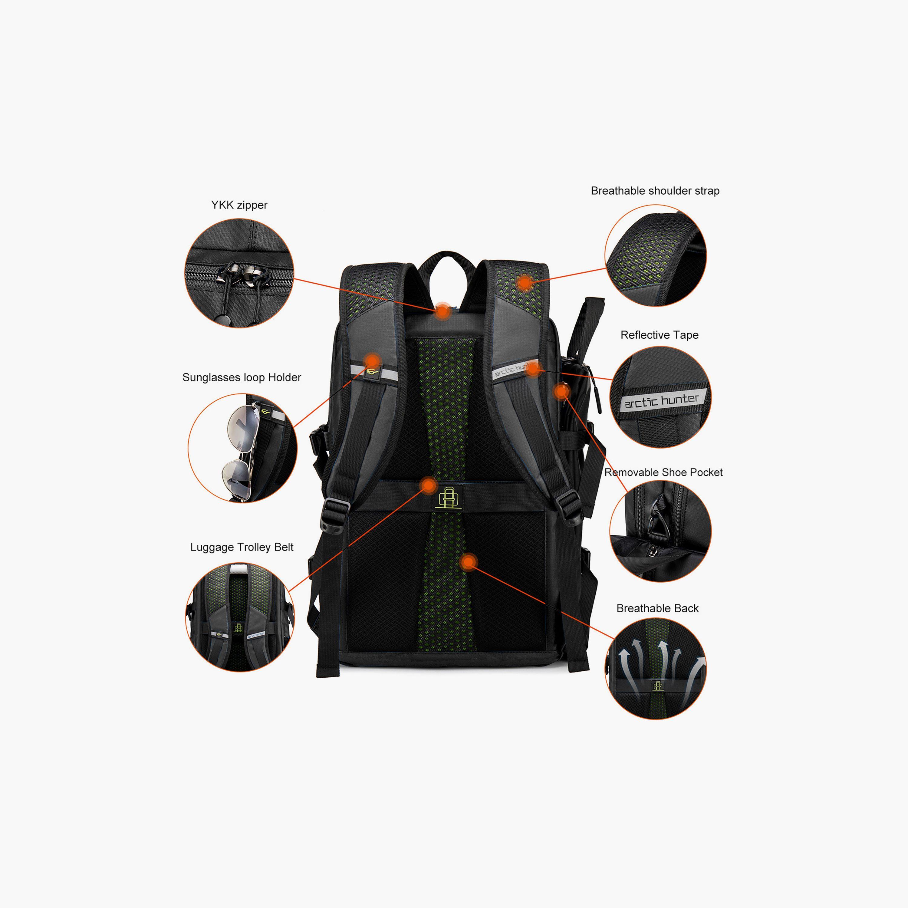 Arctic Hunter 18.5 Inches Utility Backpack Polyester with Water Resistant | B00391_Black-travel-luggagesandbags-backpacks-image-3