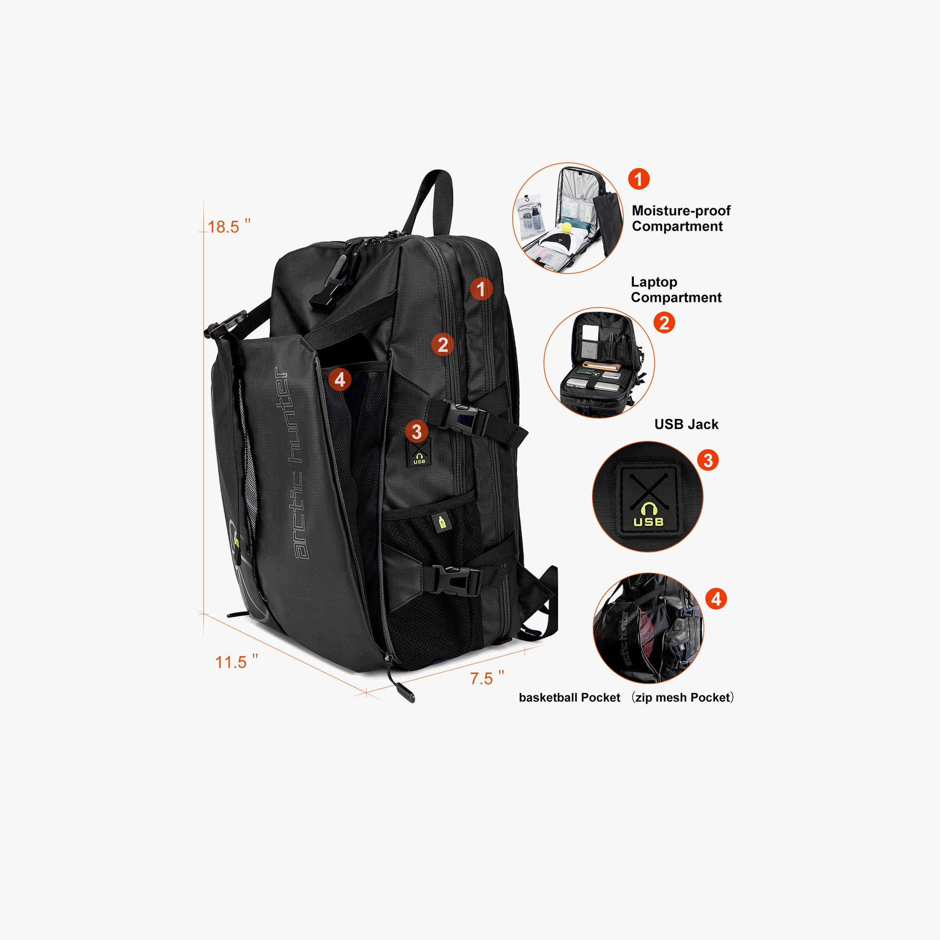 Arctic Hunter 18.5 Inches Utility Backpack Polyester with Water Resistant | B00391_Black-travel-luggagesandbags-backpacks-image-4