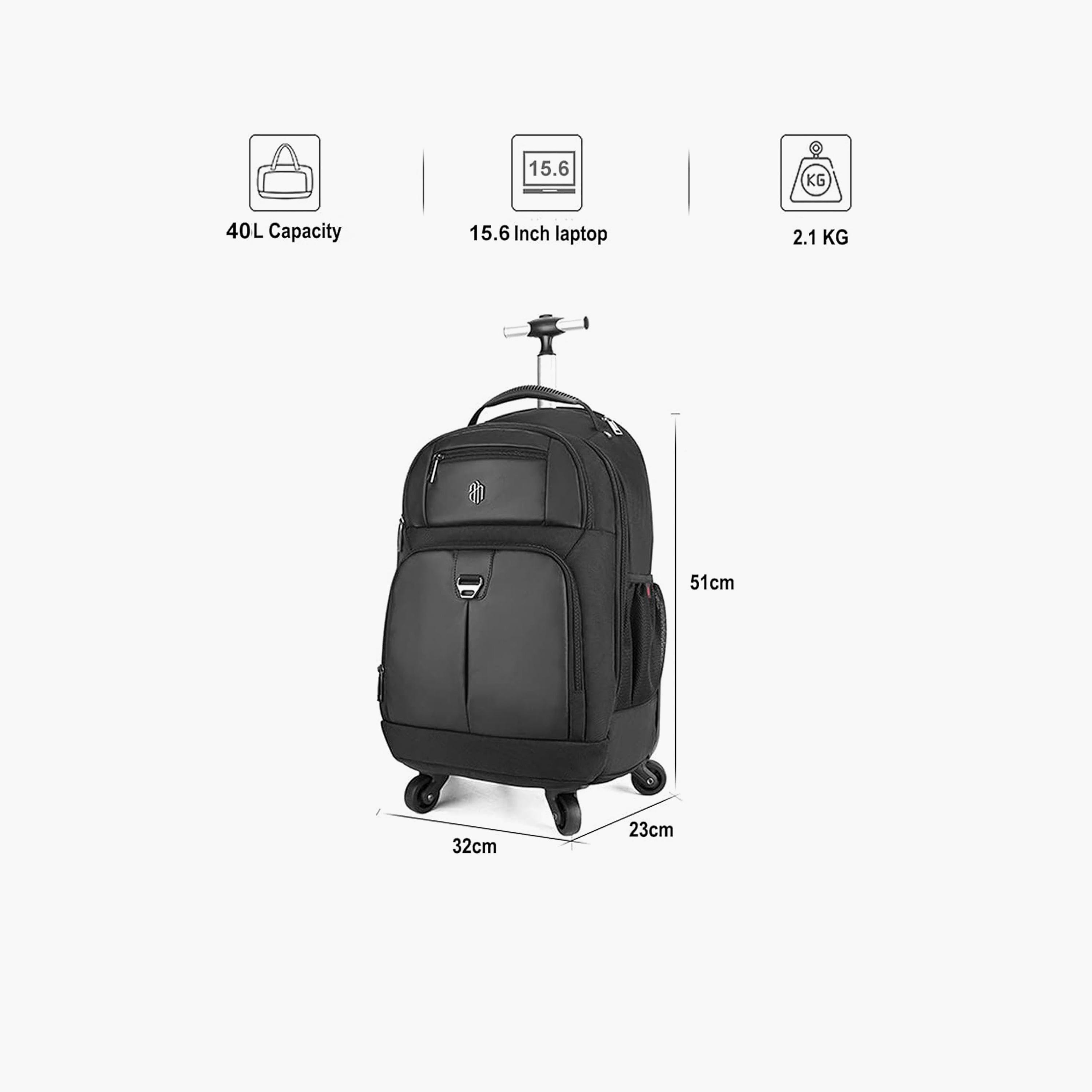 Arctic Hunter 45 L | 20 Inches Trolley Bag Polyester with Water Resistant | LG1500165_Black-travel-luggagesandbags-luggage-image-2