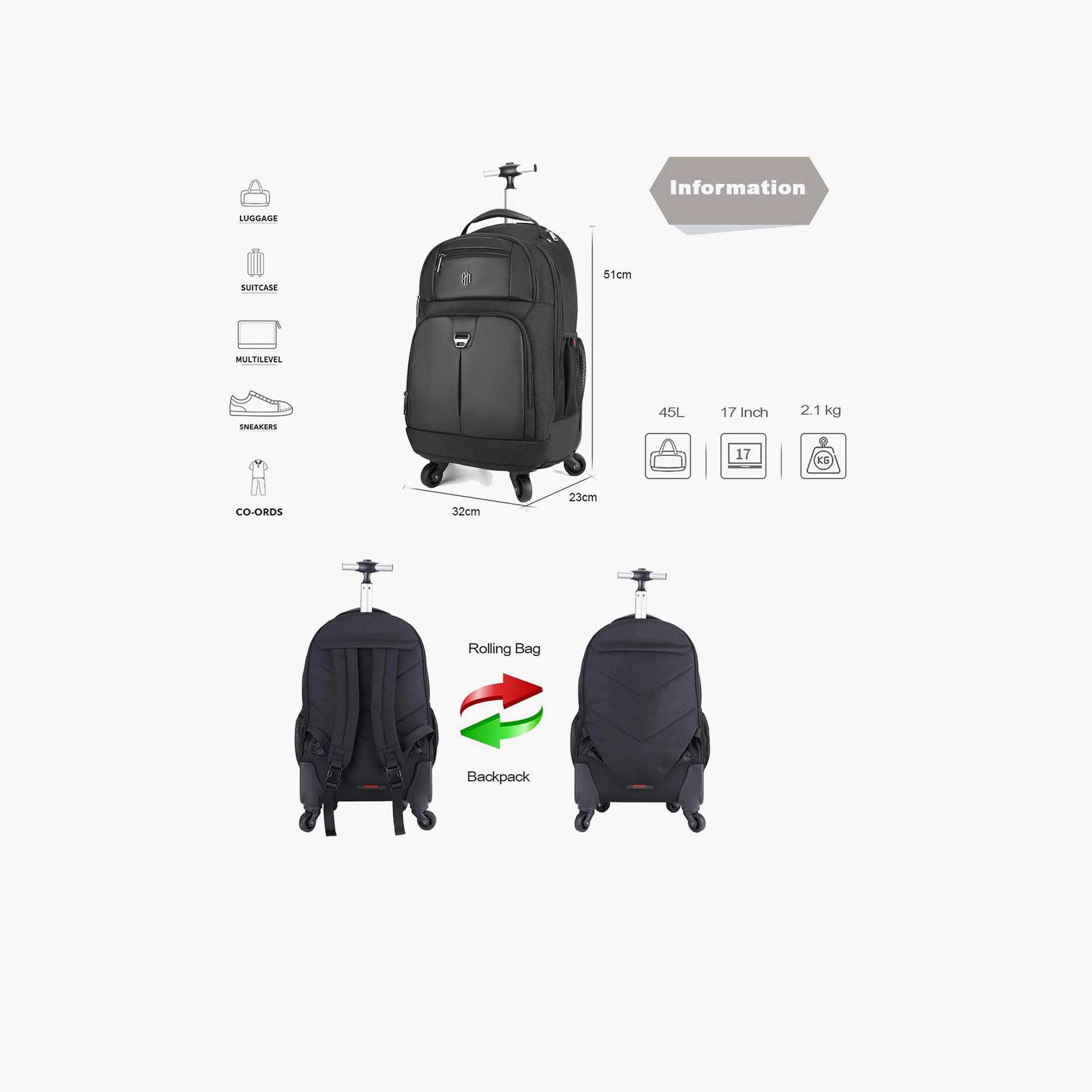 Arctic Hunter 45 L | 20 Inches Trolley Bag Polyester with Water Resistant | LG1500165_Black-travel-luggagesandbags-luggage-image-6