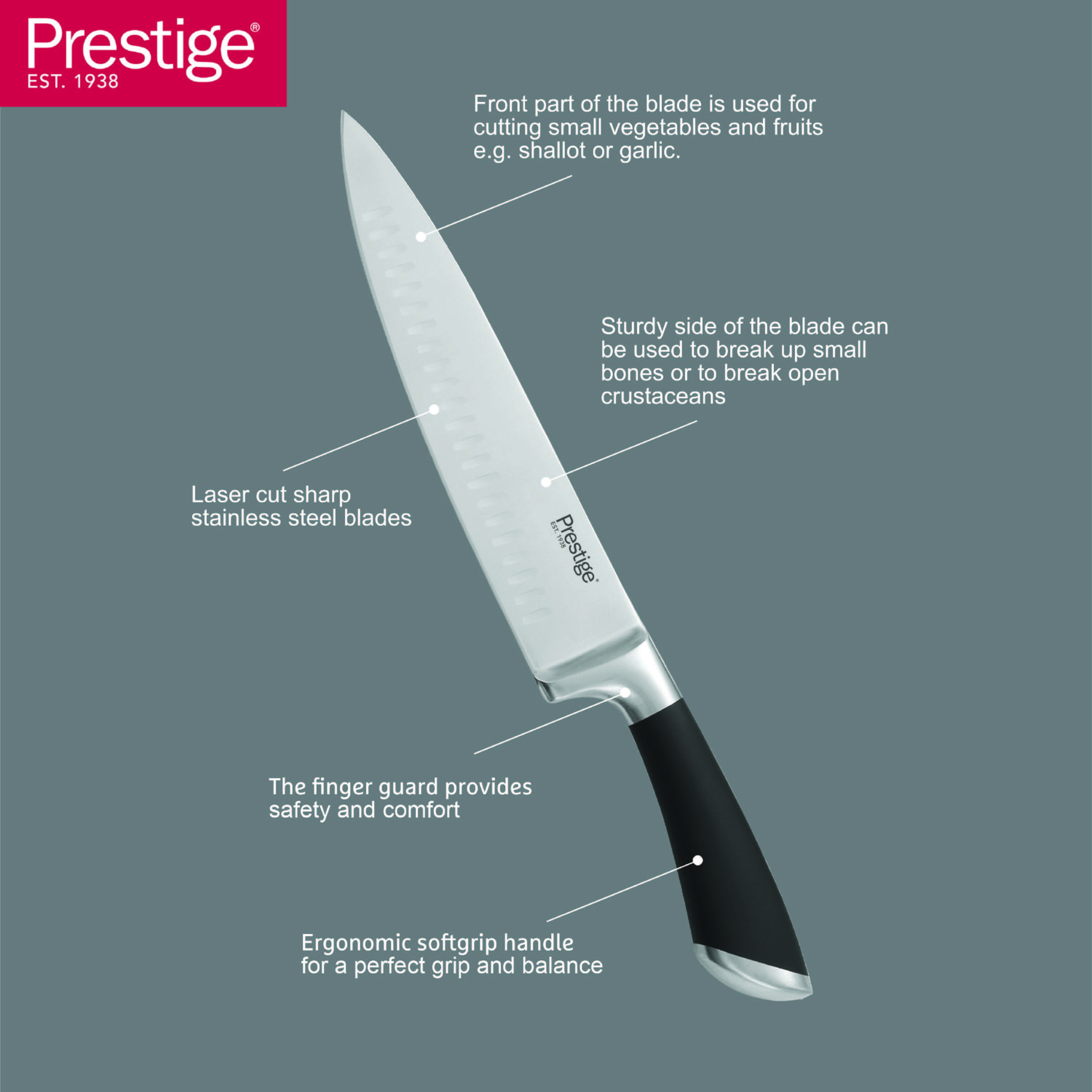 Deko Stainless Steel Blade Chef Knife - 8 inches-household-kitchen-kitchentoolsandutensils-knives-image-4