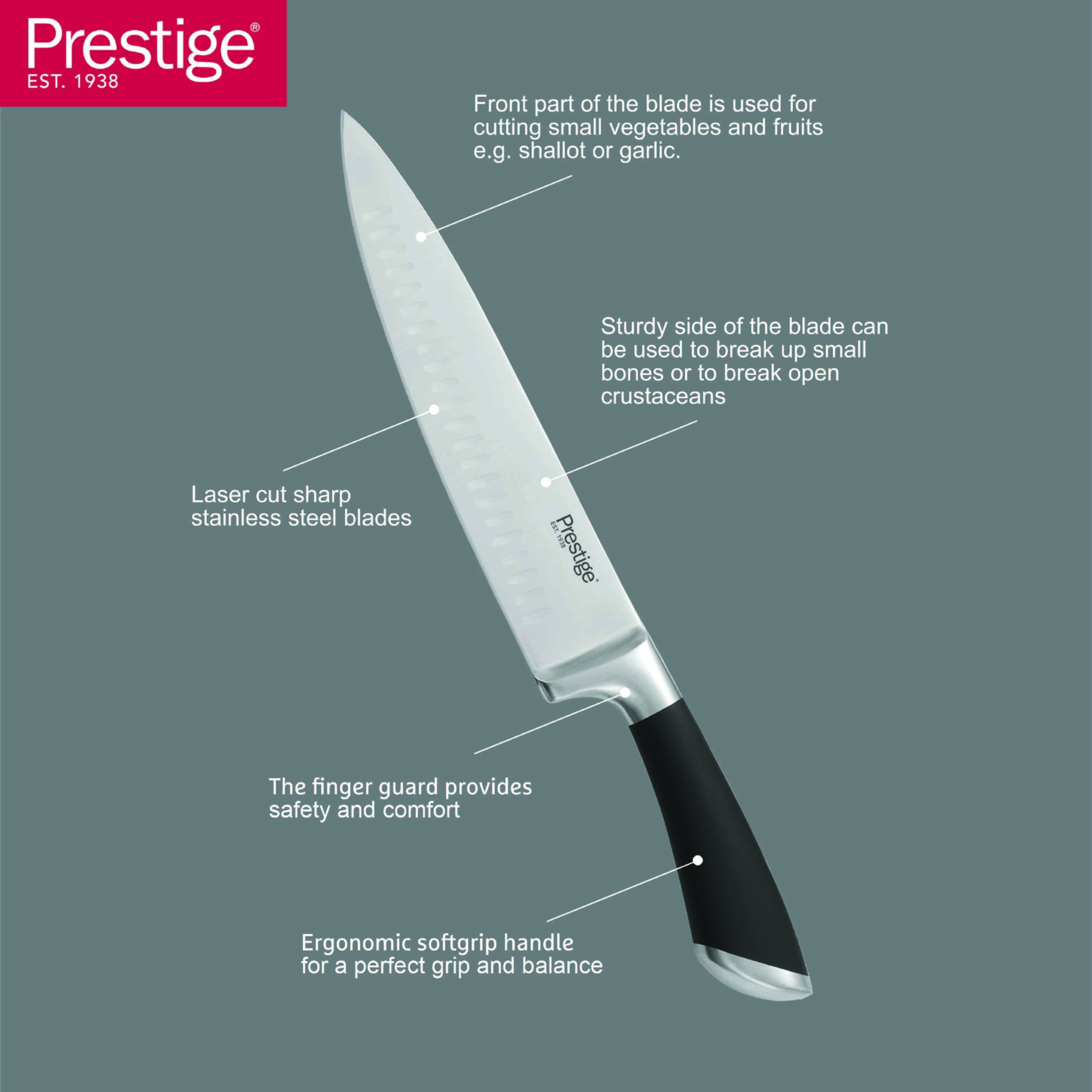 سكين تقشير بشفرة ستانليس ستيل ديكو من بريستيج - 4 بوصة-household-kitchen-kitchentoolsandutensils-knives-image-4