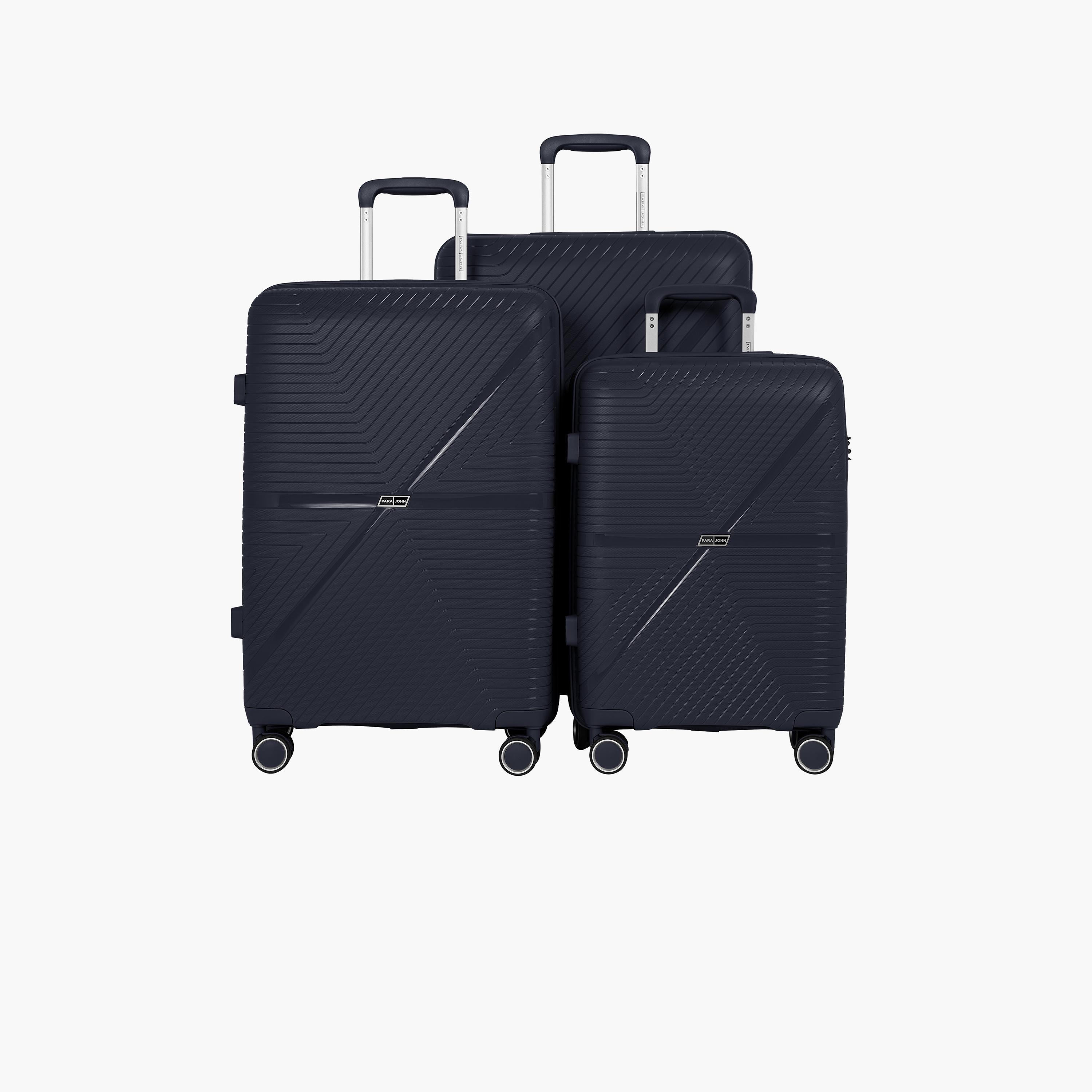 Para John Set of 3 Polypropylene Hard Sided 4-Wheeler Spinner Trolley Bag with TSA Lock-travel-luggagesandbags-luggage-image-1