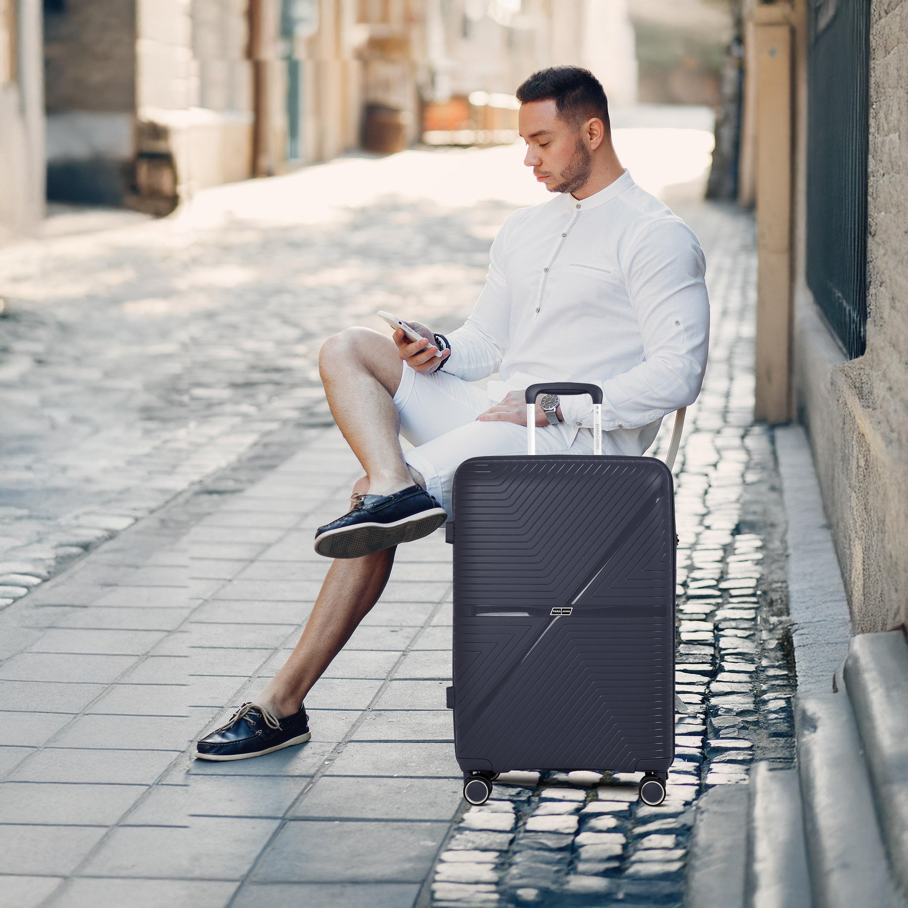 Para John Set of 3 Polypropylene Hard Sided 4-Wheeler Spinner Trolley Bag with TSA Lock-travel-luggagesandbags-luggage-image-6