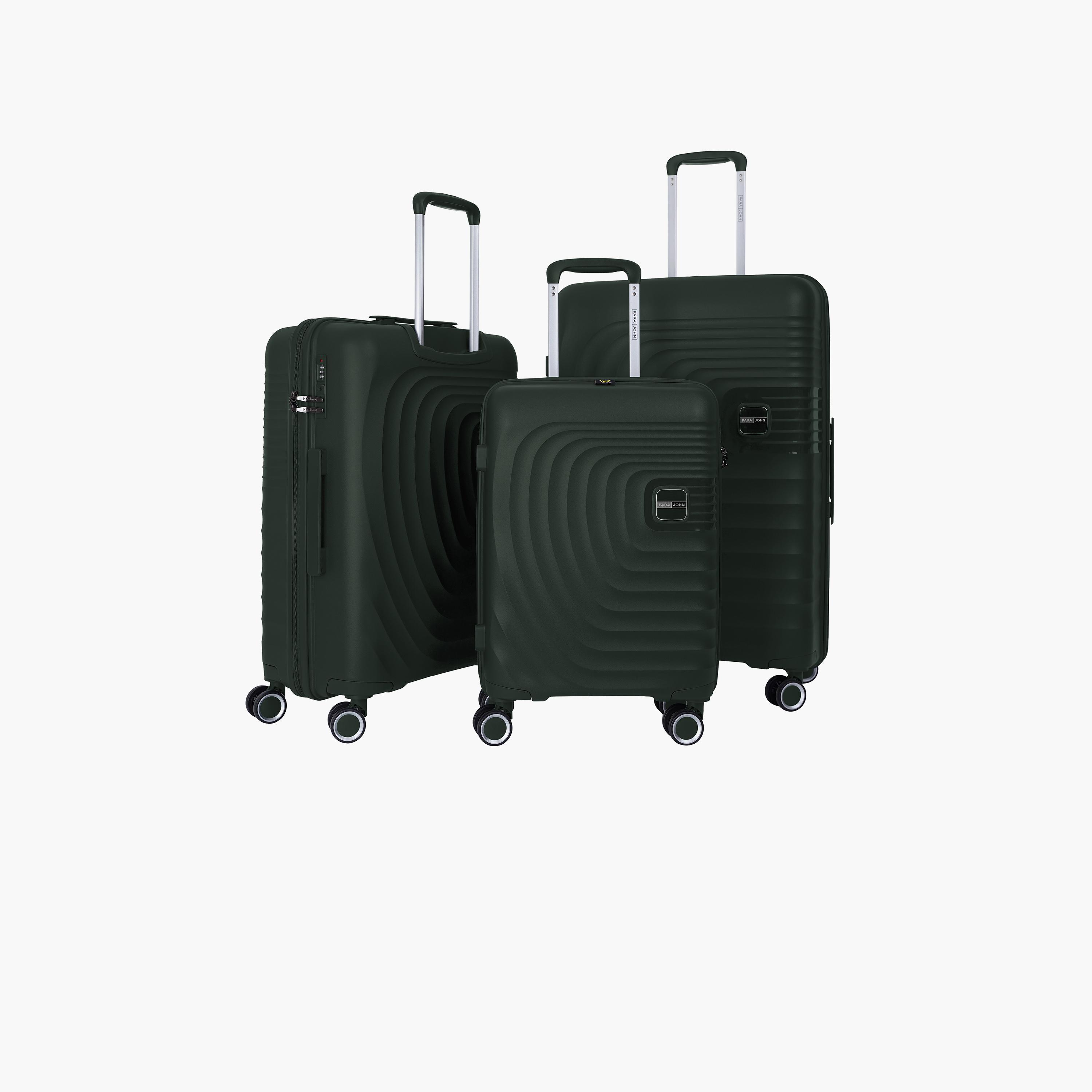Para John Set of 3 Polypropylene Hard Sided 4-Wheeler Spinner Trolley Bag with TSA Lock-travel-luggagesandbags-luggage-image-1
