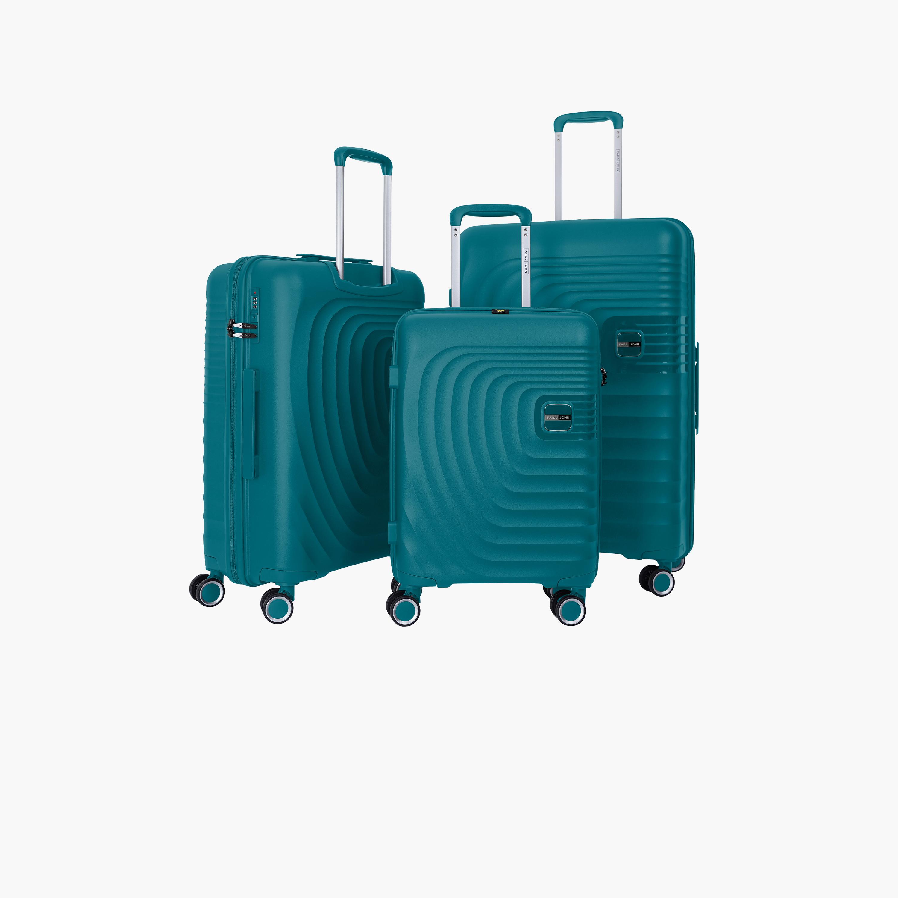Para John Set of 3 Polypropylene Hard Sided 4-Wheeler Spinner Trolley Bag with TSA Lock-travel-luggagesandbags-luggage-image-1