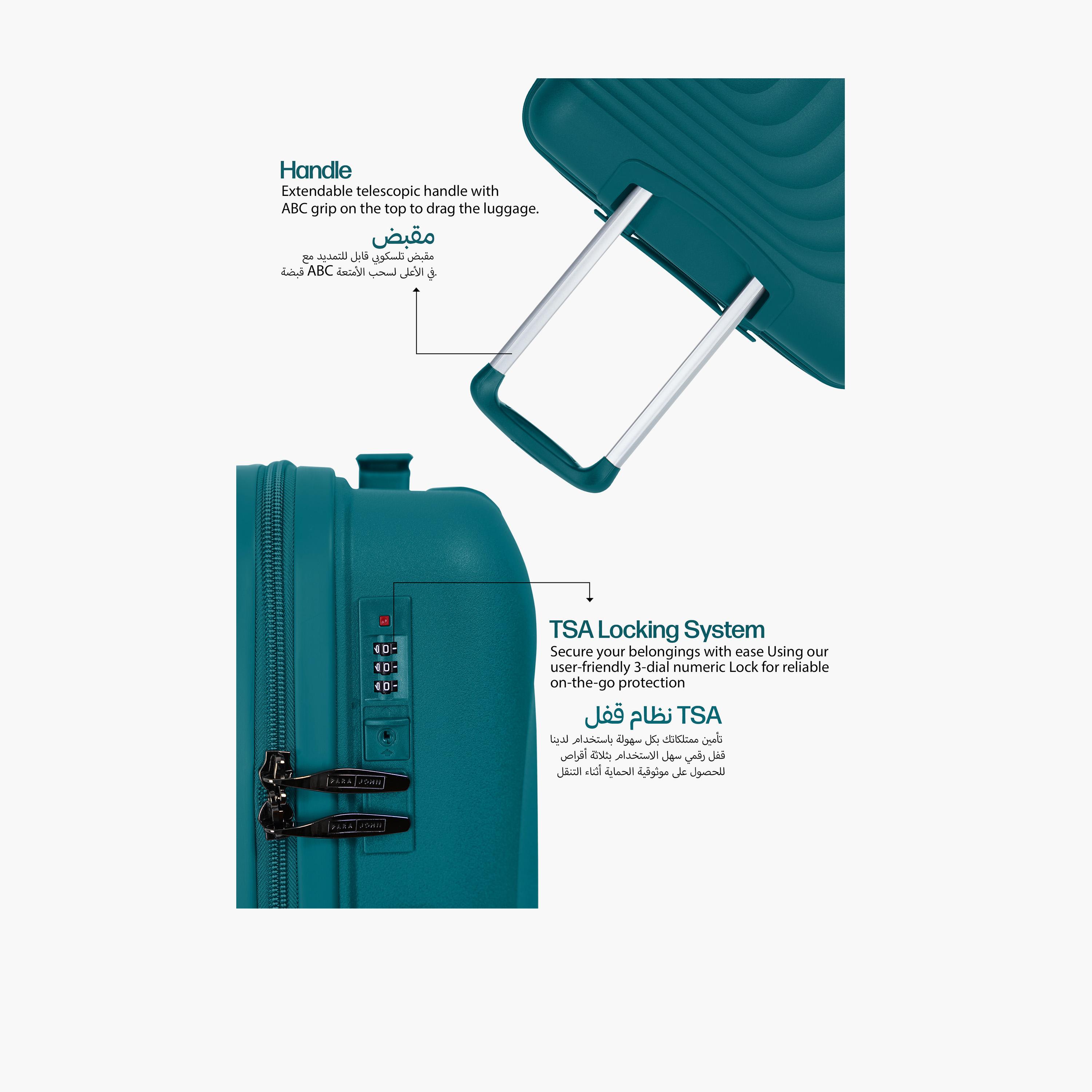 Para John Set of 3 Polypropylene Hard Sided 4-Wheeler Spinner Trolley Bag with TSA Lock-travel-luggagesandbags-luggage-image-3