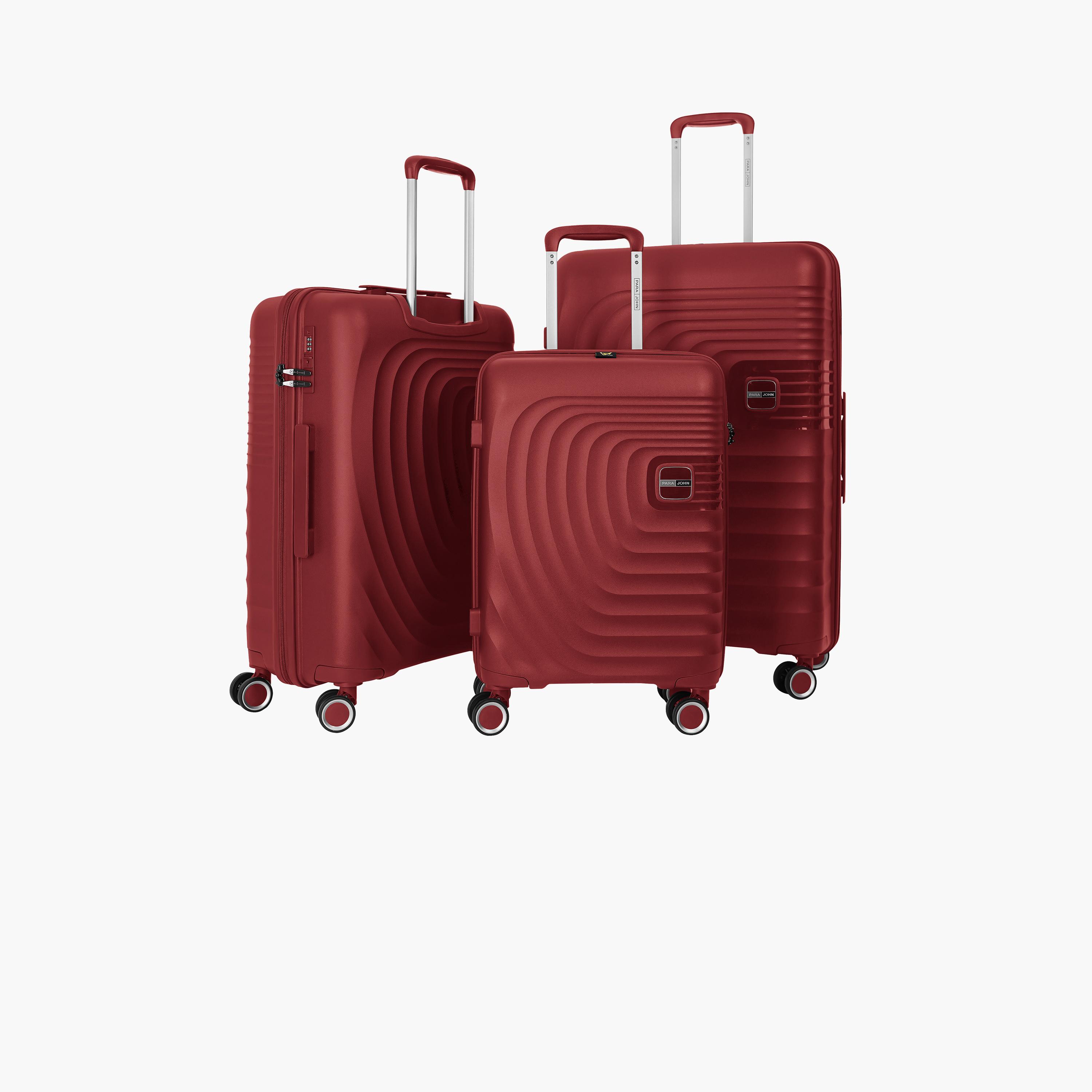 Para John Set of 3 Polypropylene Hard Sided 4-Wheeler Spinner Trolley Bag with TSA Lock-travel-luggagesandbags-luggage-image-1