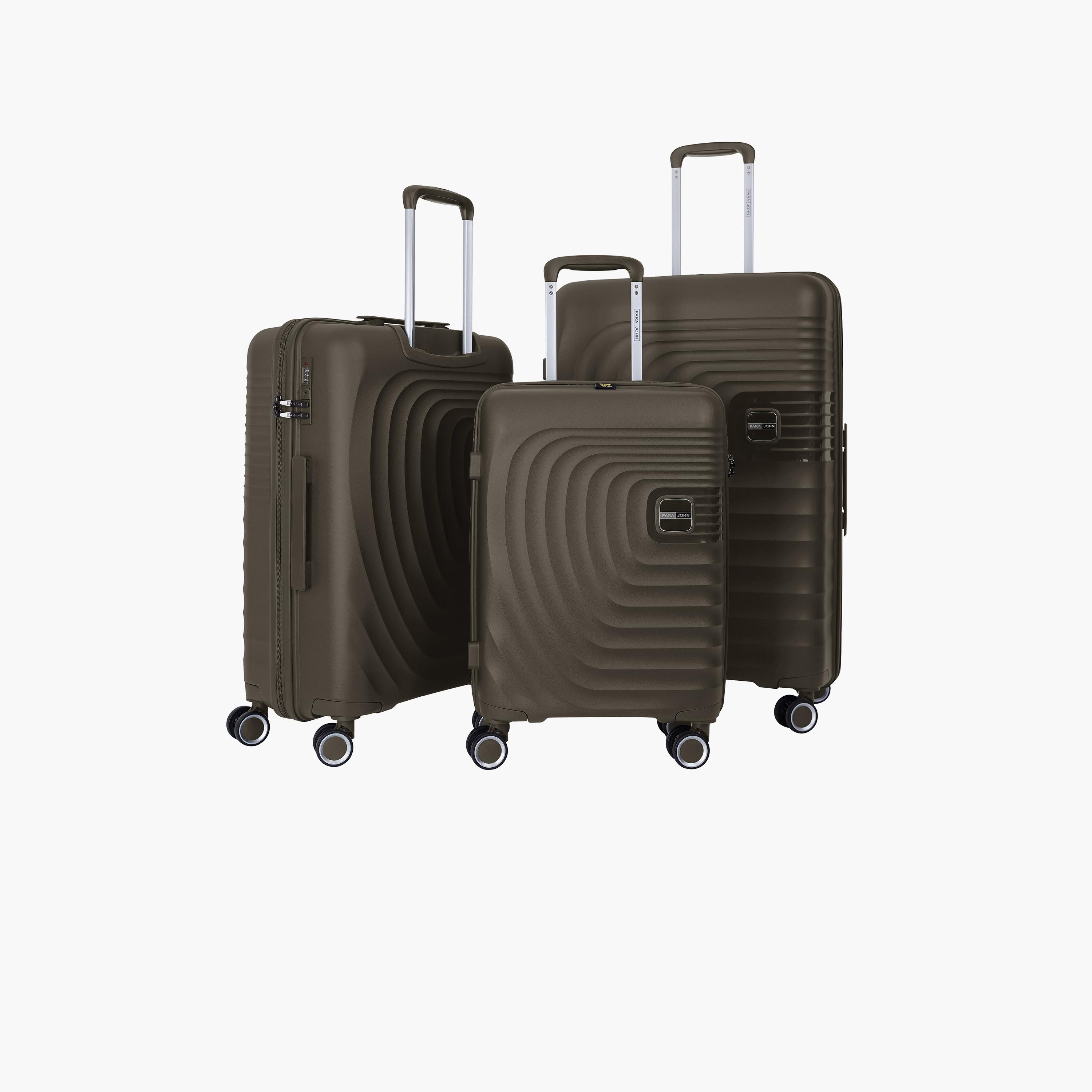 Para John Set of 3 Polypropylene Hard Sided 4-Wheeler Spinner Trolley Bag with TSA Lock-travel-luggagesandbags-luggage-image-1
