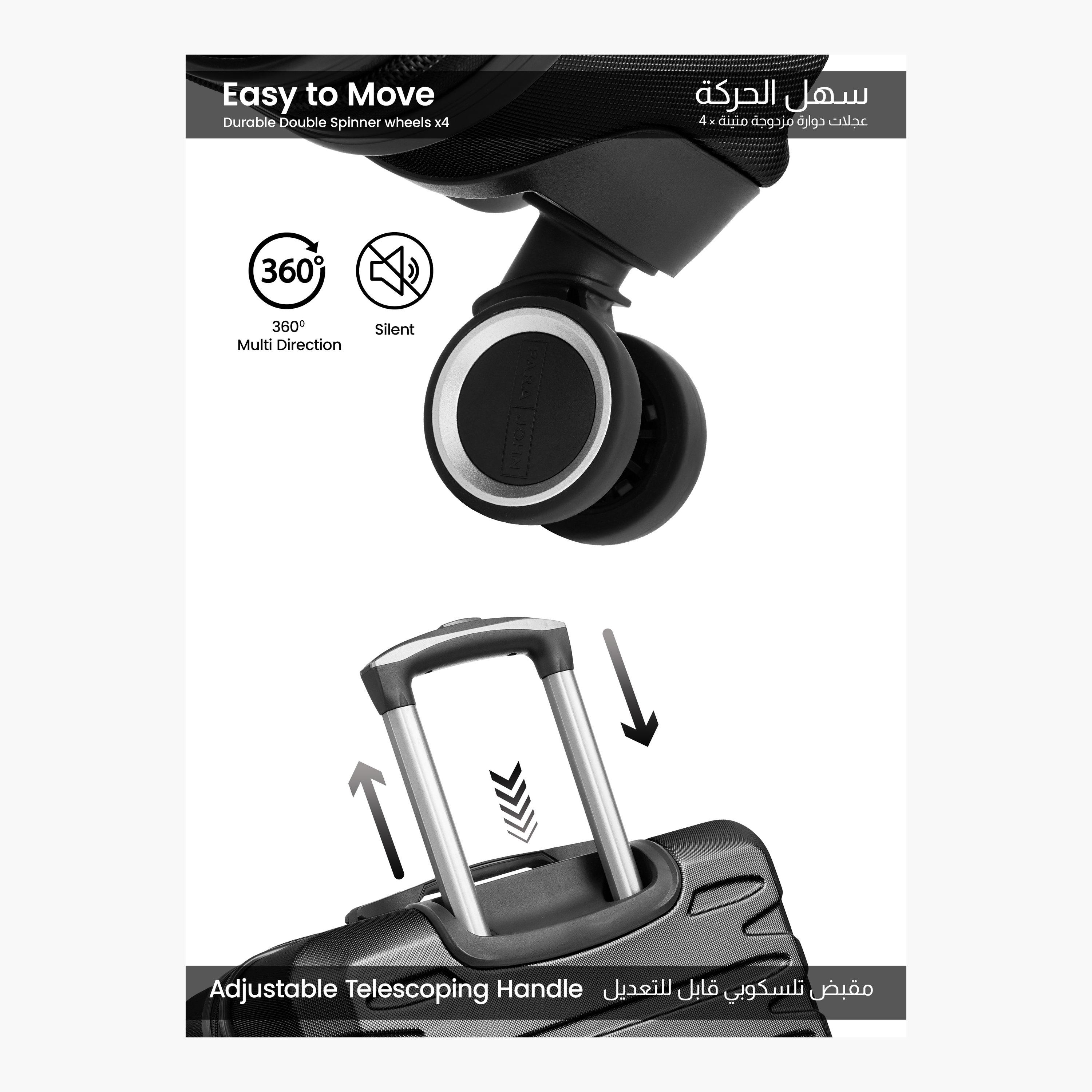 Para John Set of 3 Polycarbonate with ABS Hard Sided 4-Wheeler Spinner Trolley Bag with Dial Combination Lock-travel-luggagesandbags-luggage-image-3