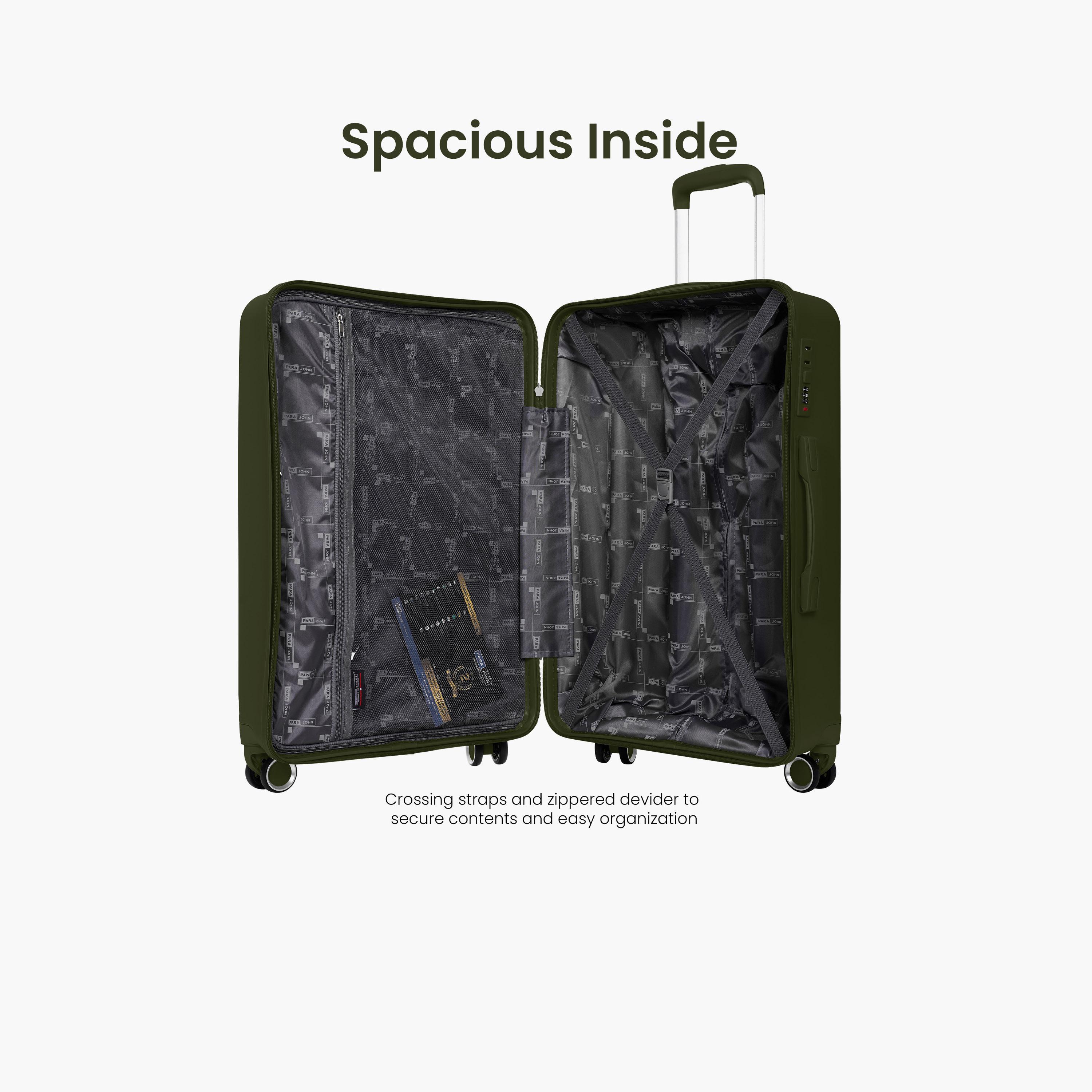 Para John Set of 3 Polypropylene Hard Sided 4-Wheeler Spinner Trolley Bag with TSA Lock-travel-luggagesandbags-luggage-image-9