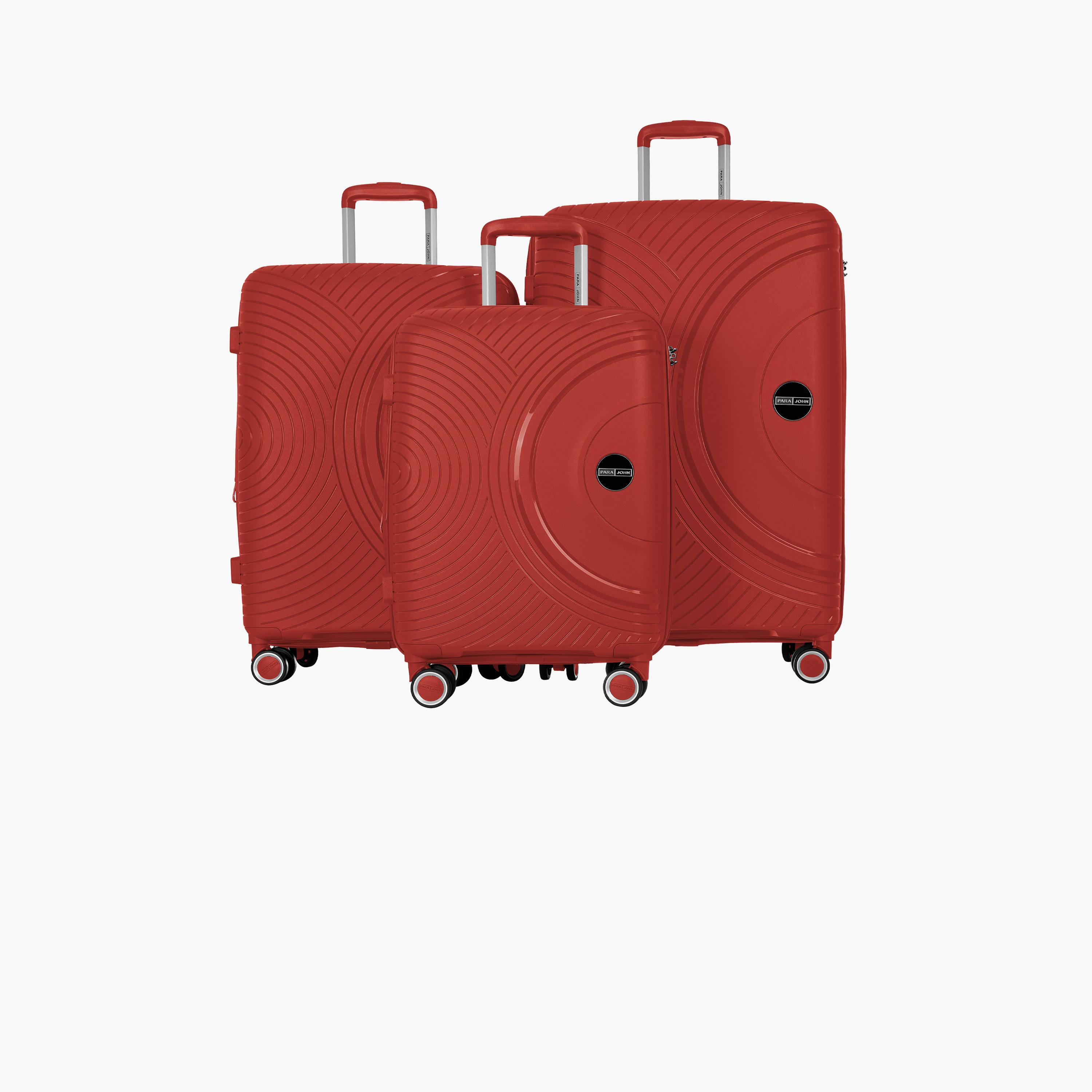 Para John Set of 3 Polypropylene Hard Sided 4-Wheeler Spinner Trolley Bag with TSA Lock-travel-luggagesandbags-luggage-image-1