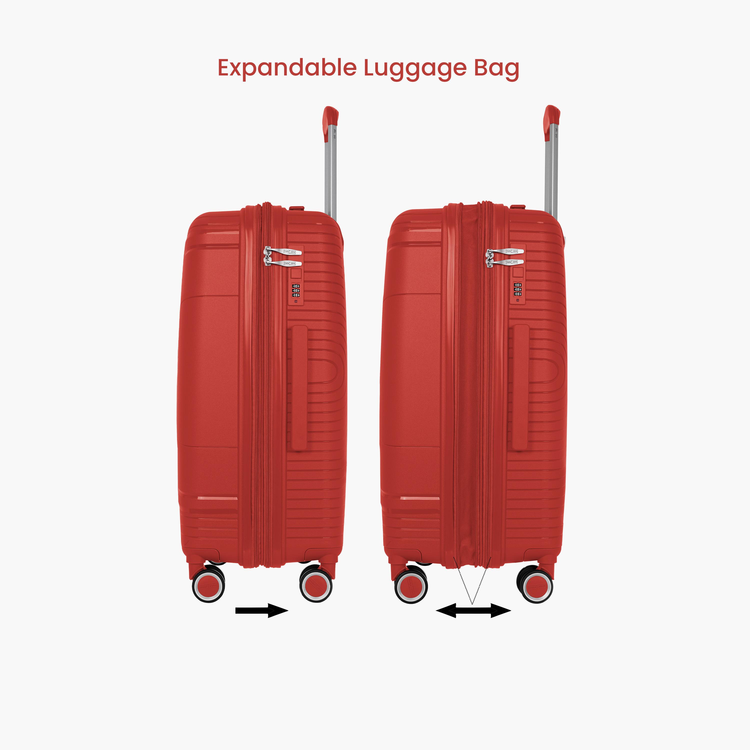 Para John Set of 3 Polypropylene Hard Sided 4-Wheeler Spinner Trolley Bag with TSA Lock-travel-luggagesandbags-luggage-image-5