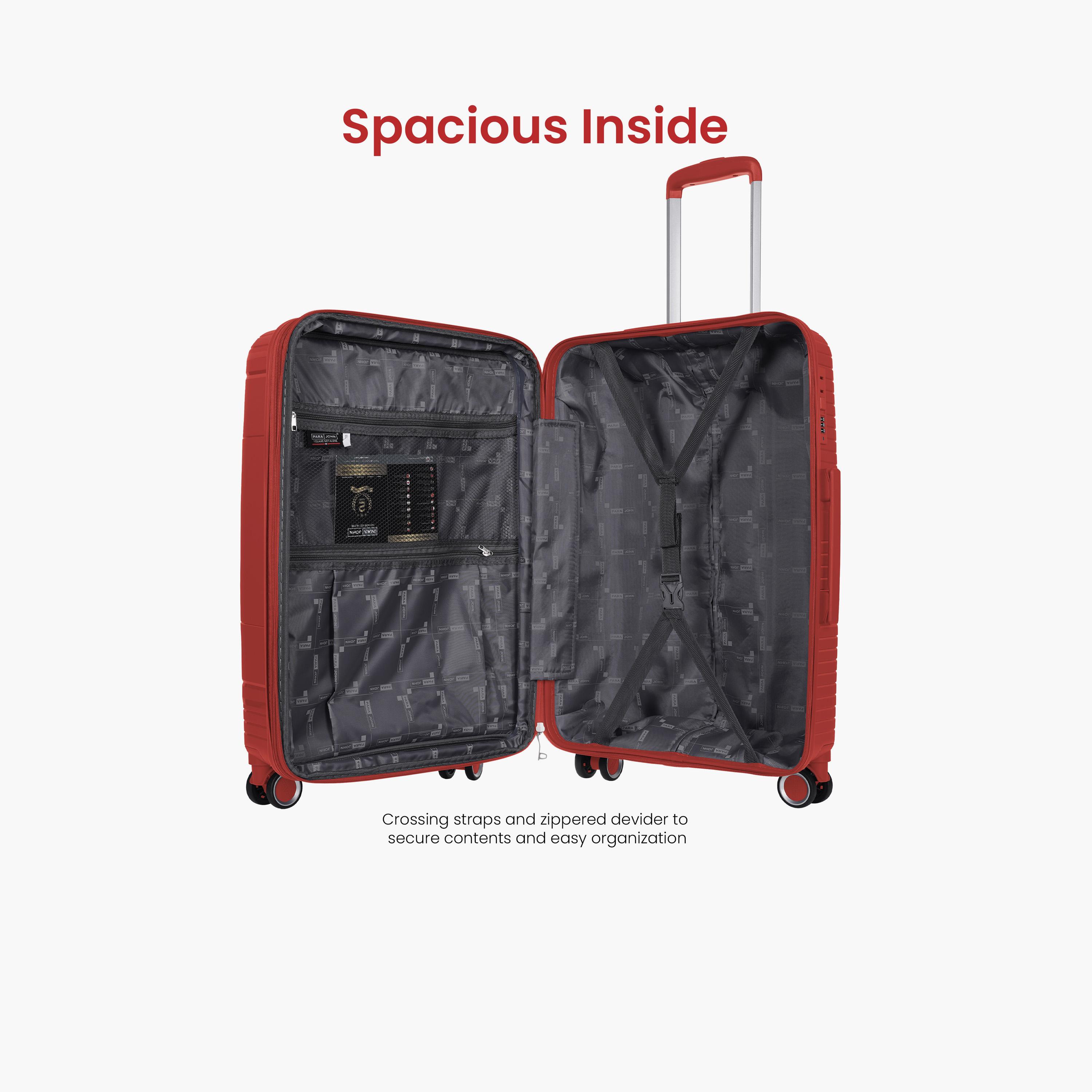 Para John Set of 3 Polypropylene Hard Sided 4-Wheeler Spinner Trolley Bag with TSA Lock-travel-luggagesandbags-luggage-image-6