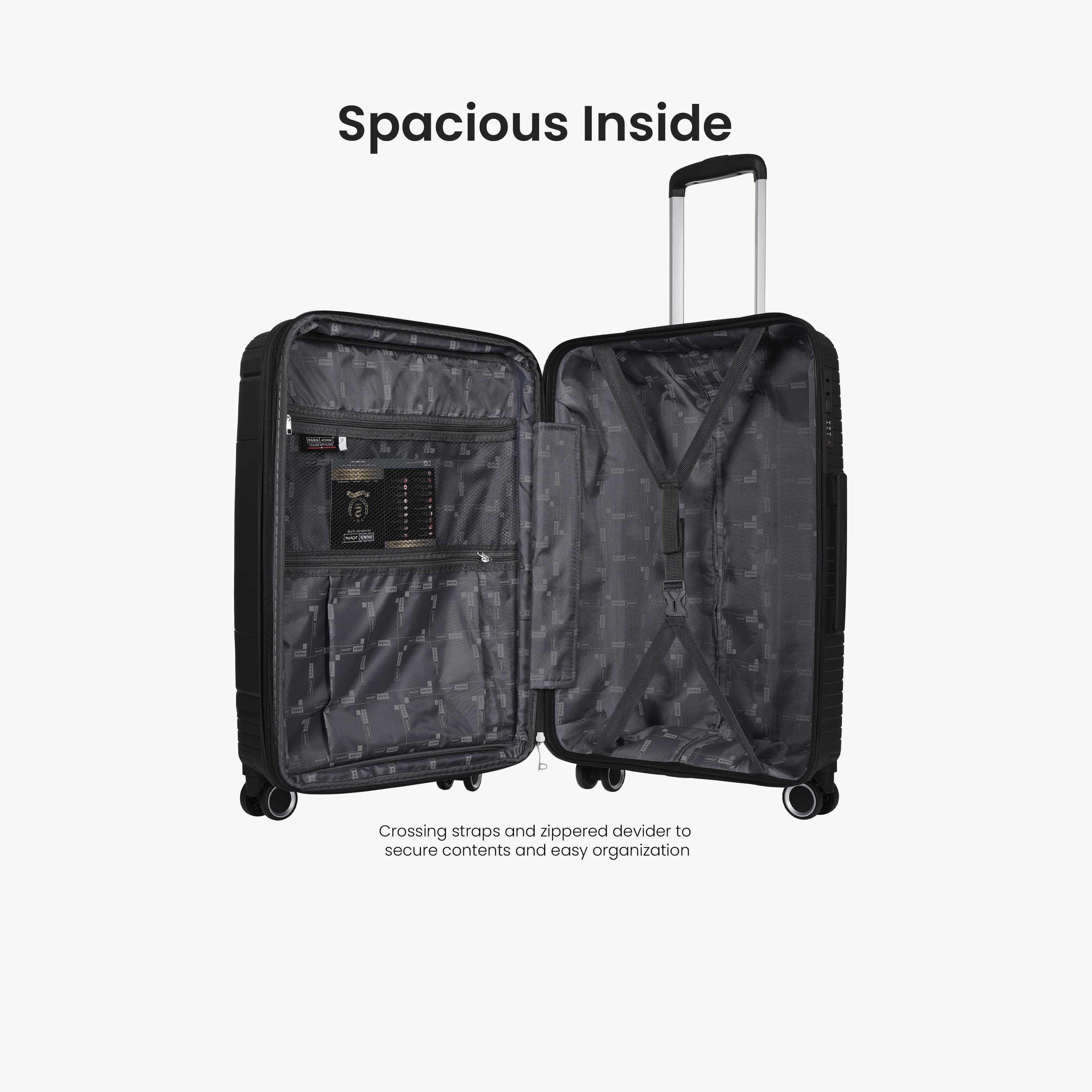 Para John Set of 3 Polypropylene Hard Sided 4-Wheeler Spinner Trolley Bag with TSA Lock-travel-luggagesandbags-luggage-image-12