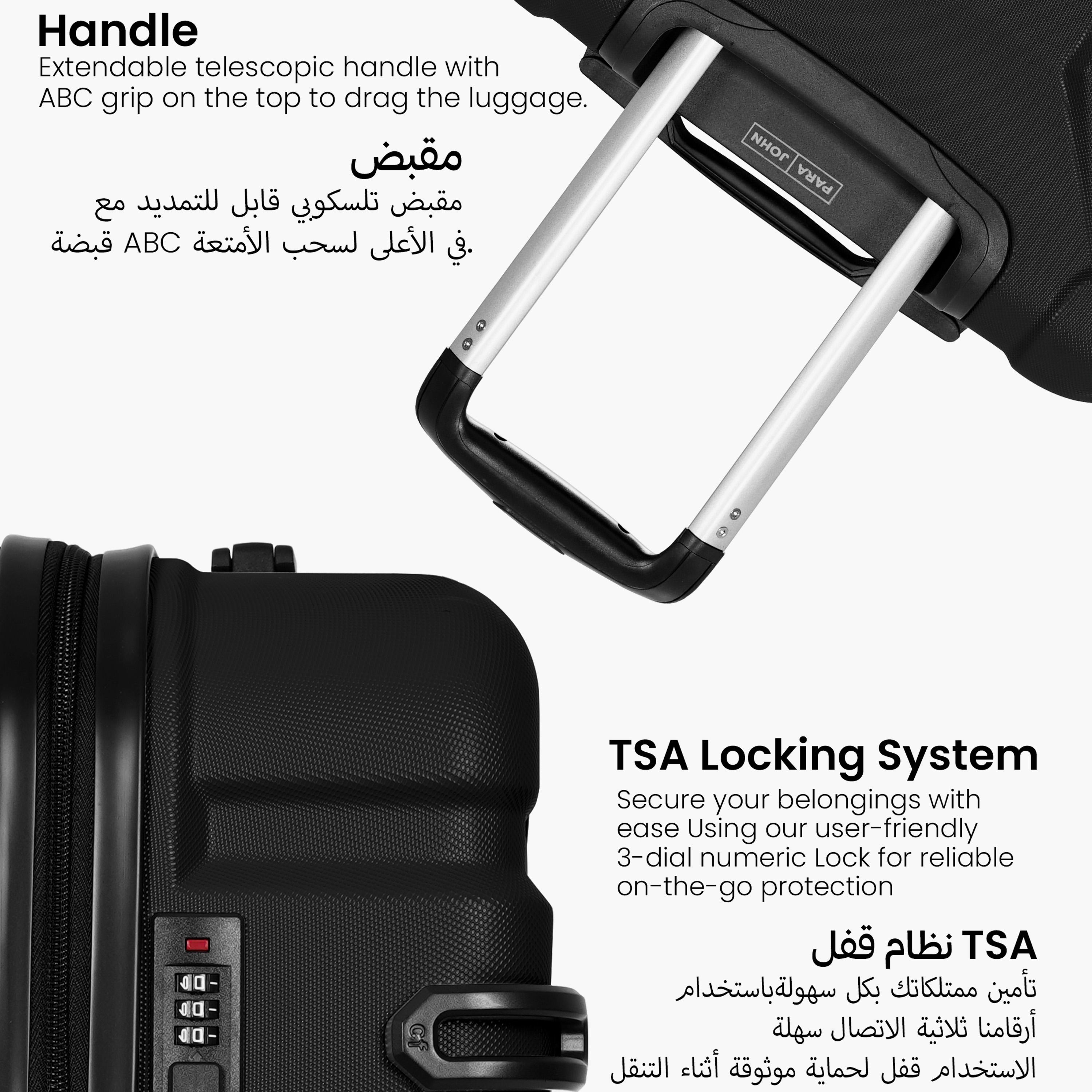 Para John Set of 3 ABS Hard Sided 4-Wheeler Spinner Trolley Bag with TSA Lock-travel-luggagesandbags-luggage-image-3