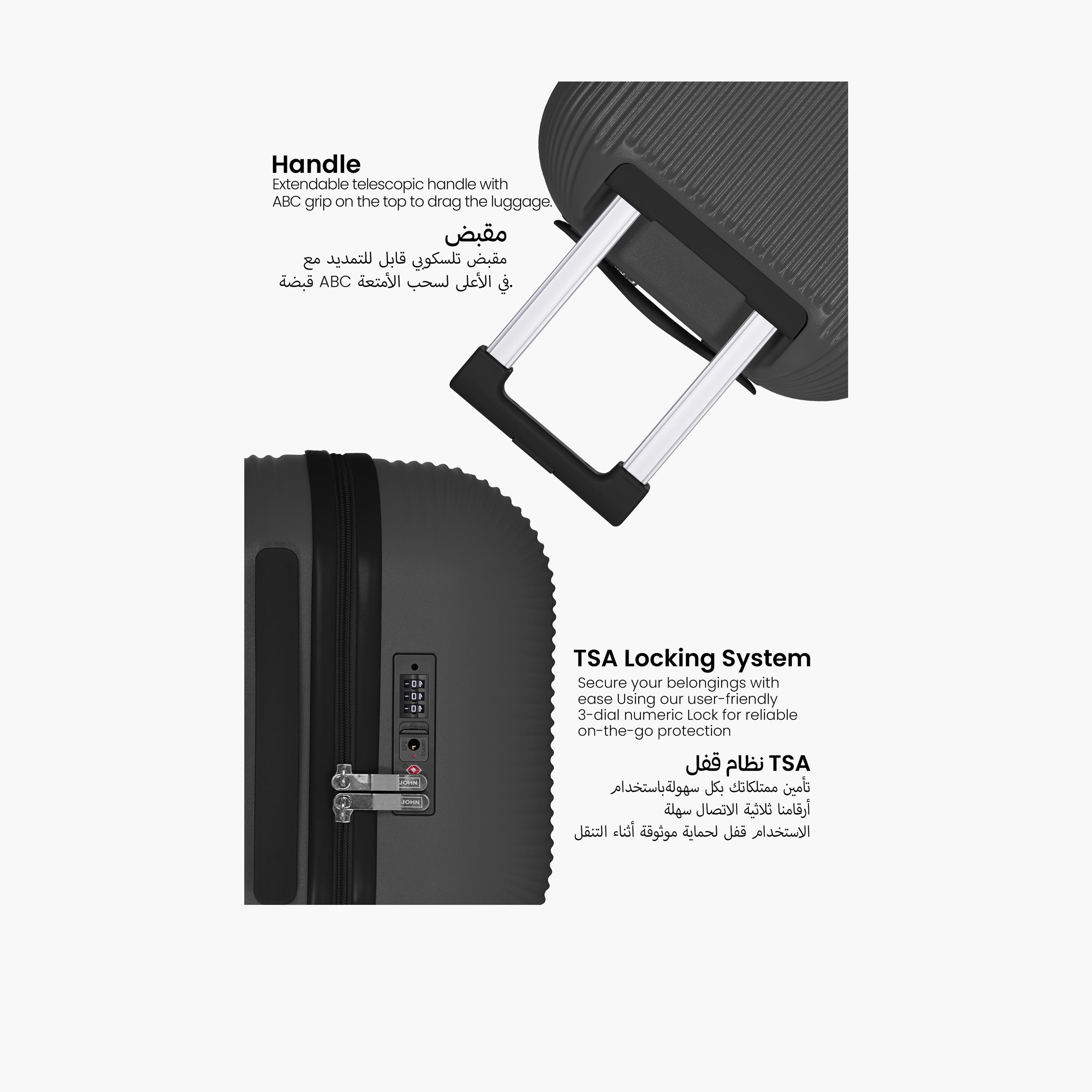 Para John Small Cabin Polycarbonate with ABS Hard Sided 4-Wheeler Spinner Trolley Bag with TSA Lock-travel-luggagesandbags-luggage-image-4