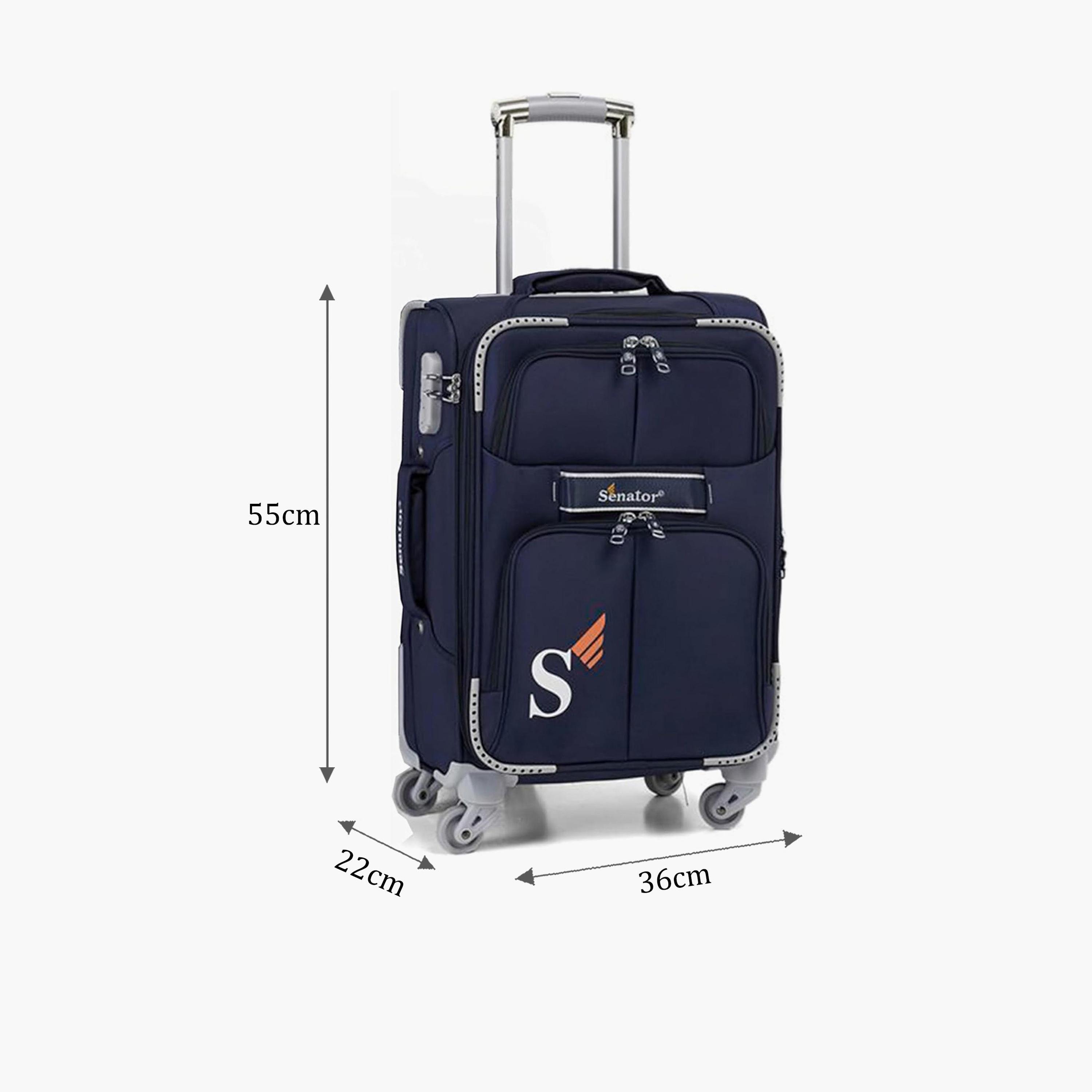 Senator 55 CM Small Cabin Nylon Soft Sided 4-Wheeler Spinner Trolley Bag with Built-in Combination lock | LL003-20-travel-luggagesandbags-luggage-image-2
