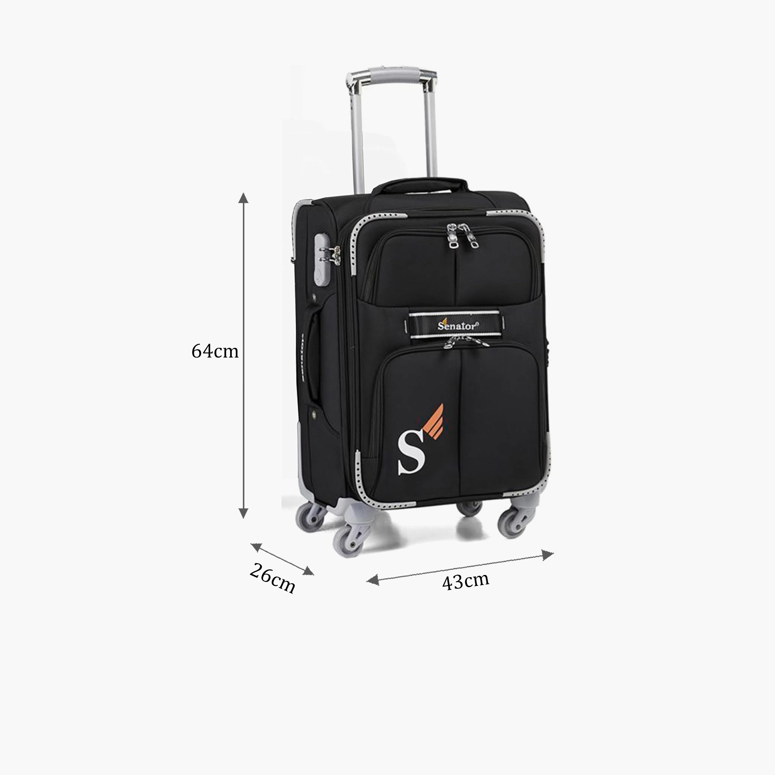 Senator 64 CM Medium Check-in Nylon Soft Sided 4-Wheeler Spinner Trolley Bag with Built-in Combination lock | LL003-24-travel-luggagesandbags-luggage-image-2
