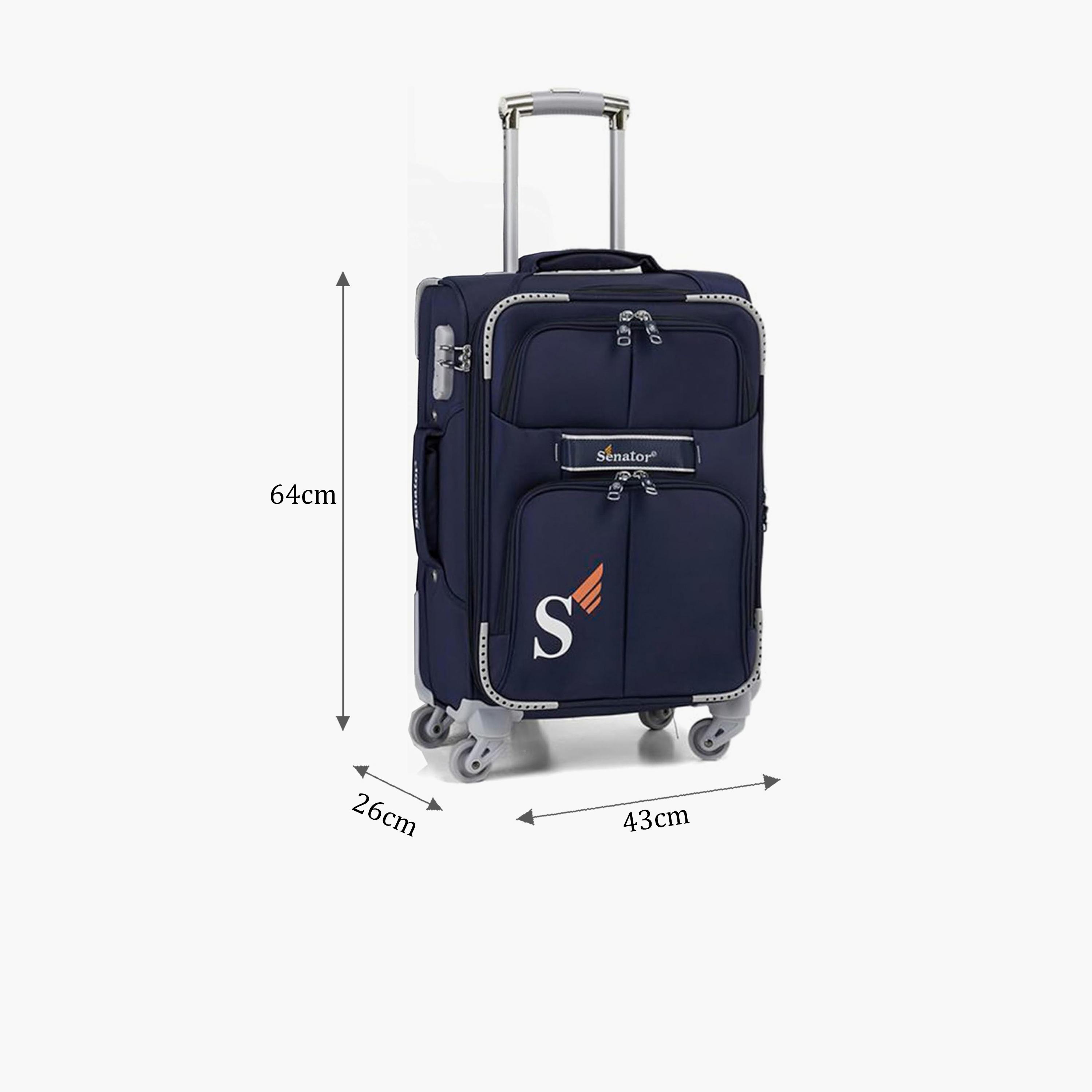 Senator 64 CM Medium Check-in Nylon Soft Sided 4-Wheeler Spinner Trolley Bag with Built-in Combination lock | LL003-24-travel-luggagesandbags-luggage-image-2