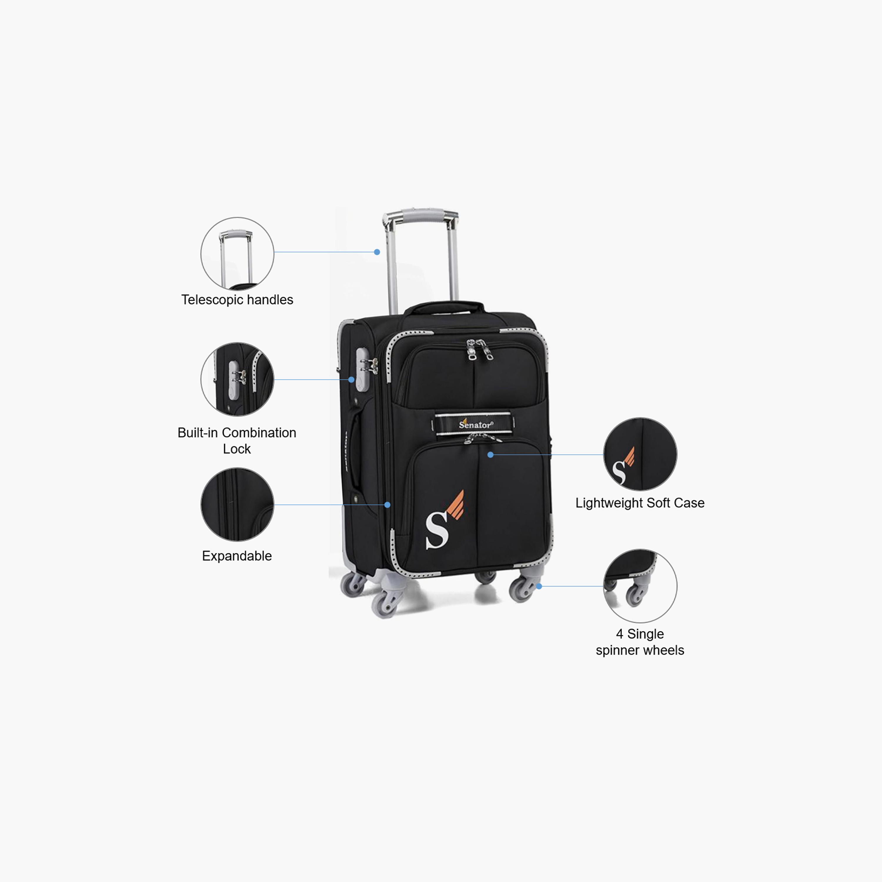 Senator 74 CM Large Check-in Nylon Soft Sided 4-Wheeler Spinner Trolley Bag with Built-in Combination lock | LL003-28-travel-luggagesandbags-luggage-image-3
