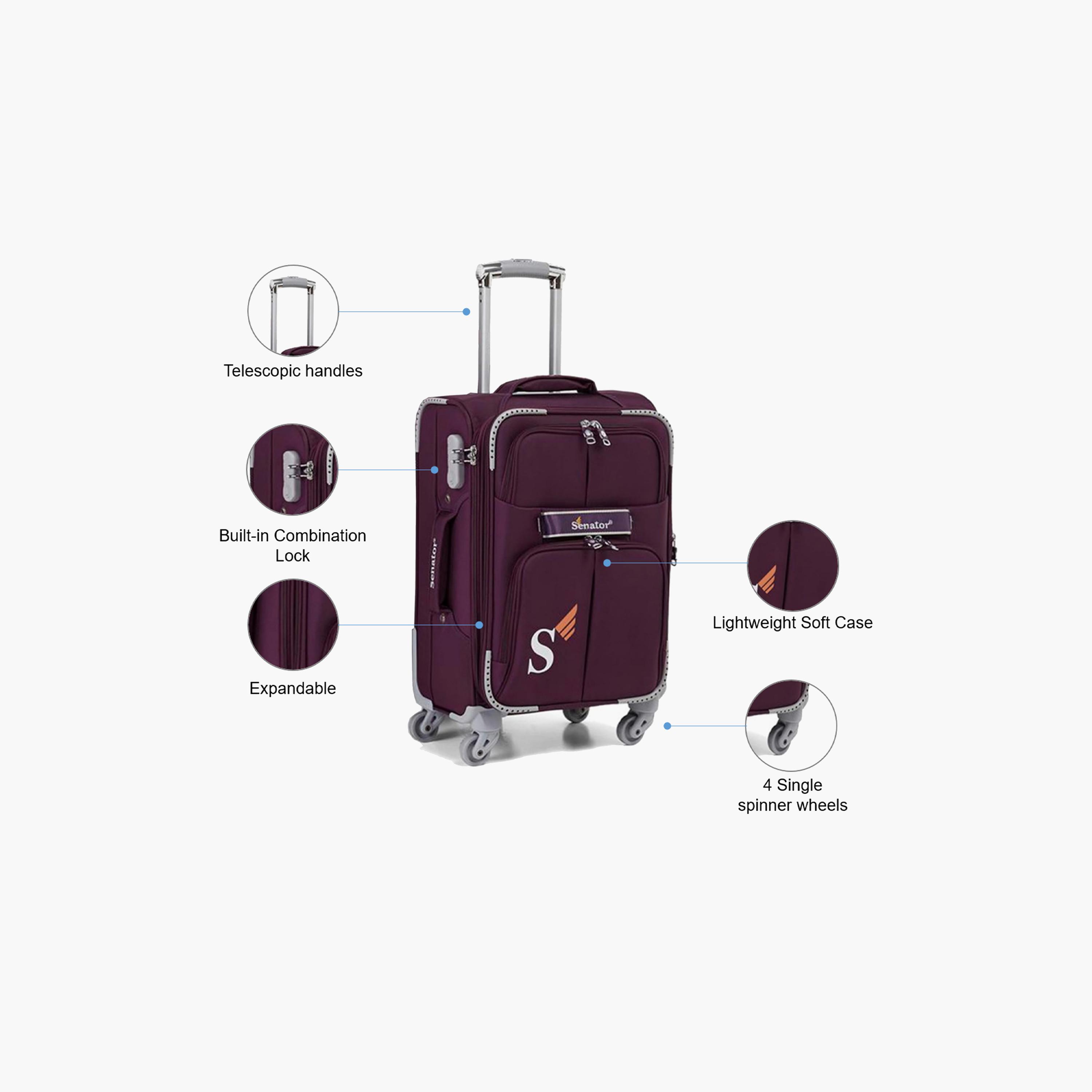 Senator 74 CM Large Check-in Nylon Soft Sided 4-Wheeler Spinner Trolley Bag with Built-in Combination lock | LL003-28-travel-luggagesandbags-luggage-image-3