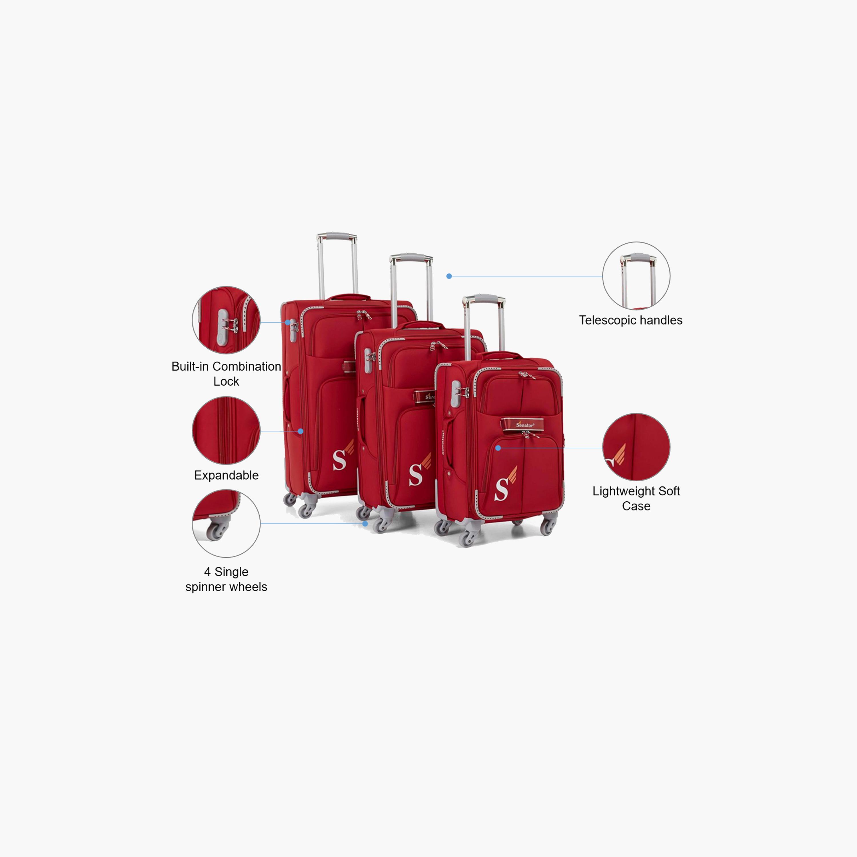 Senator Set of 3 Nylon Soft Sided 4-Wheeler Spinner Trolley Bag with Built-in Combination lock | LL003-3-travel-luggagesandbags-luggage-image-2