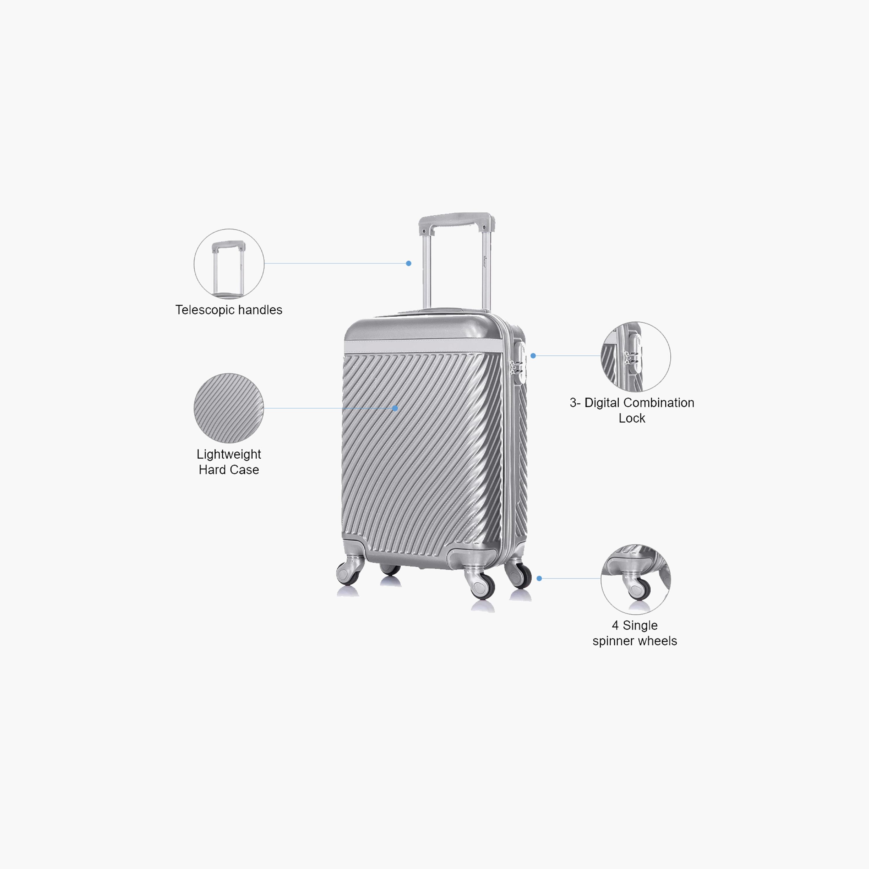Senator 57 CM Small Cabin ABS Hard Sided 4-Wheeler Spinner Trolley Bag with Combination Lock | KH1065-20-travel-luggagesandbags-luggage-image-3