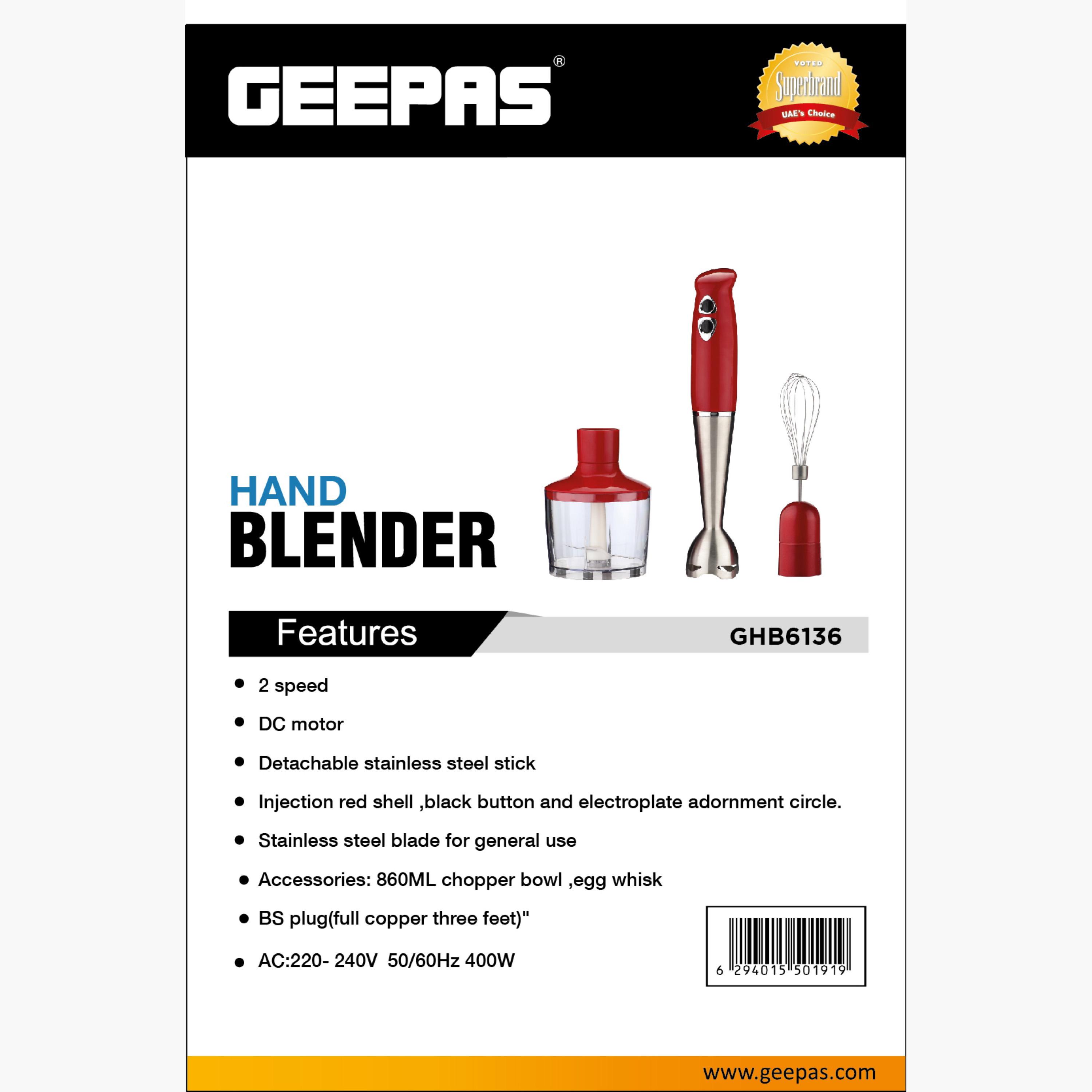 Hand 2-Speed Blender with Stainless Steel Blade - GHB6136-household-appliances-kitchenappliances-blendersmixersandgrinders-image-5