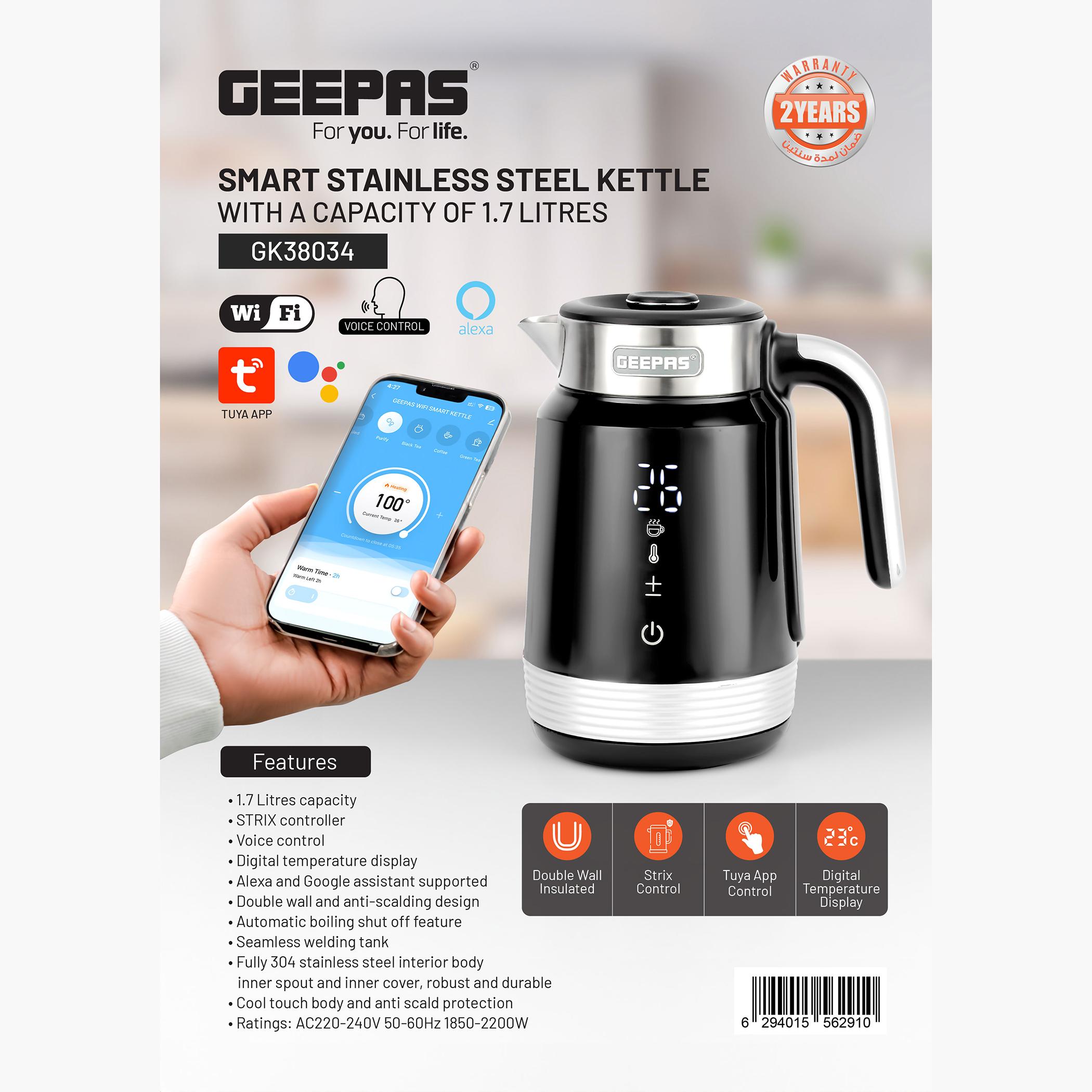 غلاية ذكية ستانلس ستيل بقوة 2200 واط 1.7 لتر من جيباس - GK38034-household-appliances-kitchenappliances-electrickettles-image-5