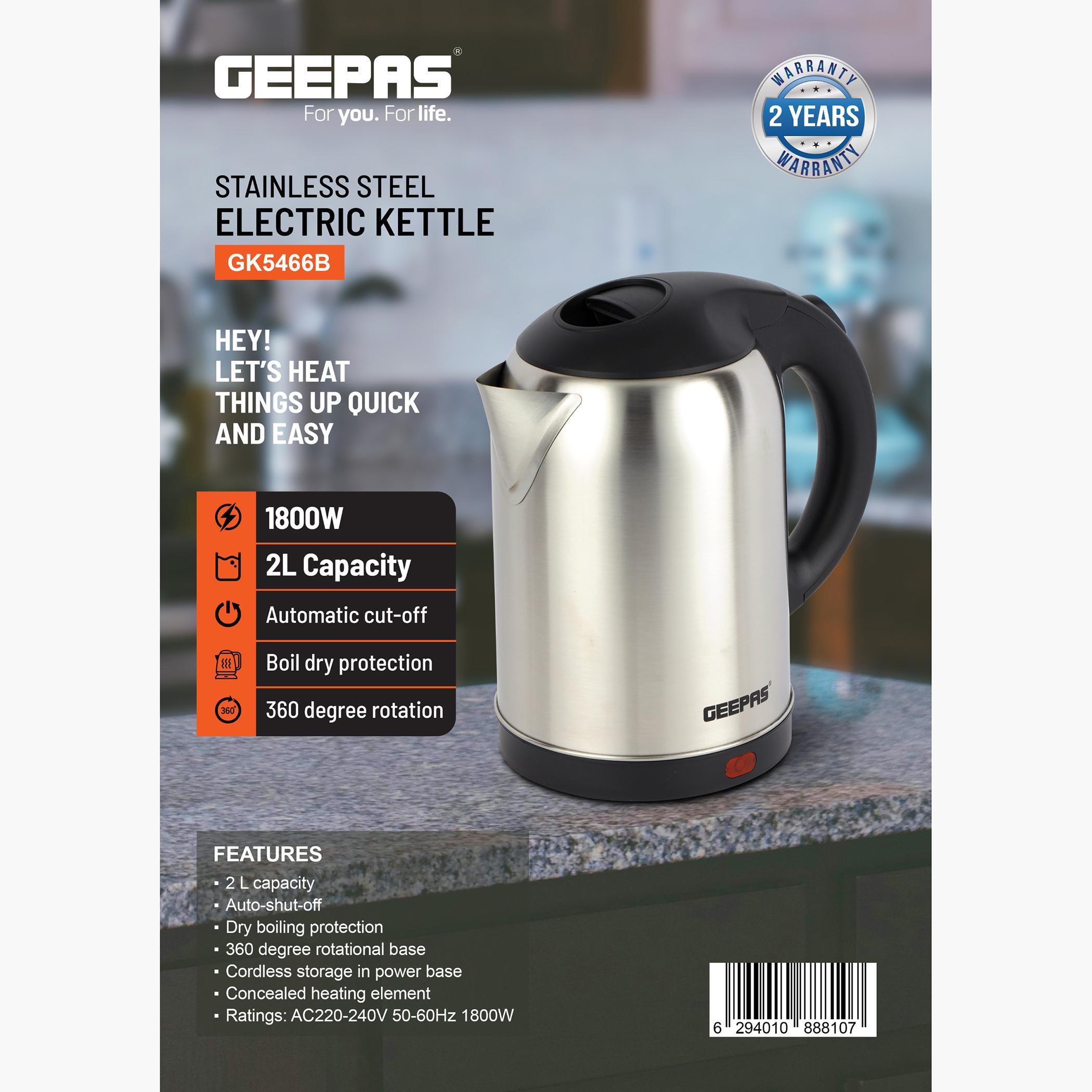 1800W Stainless Steel 2 L Electric Kettle - GK5466B-household-appliances-kitchenappliances-electrickettles-image-4
