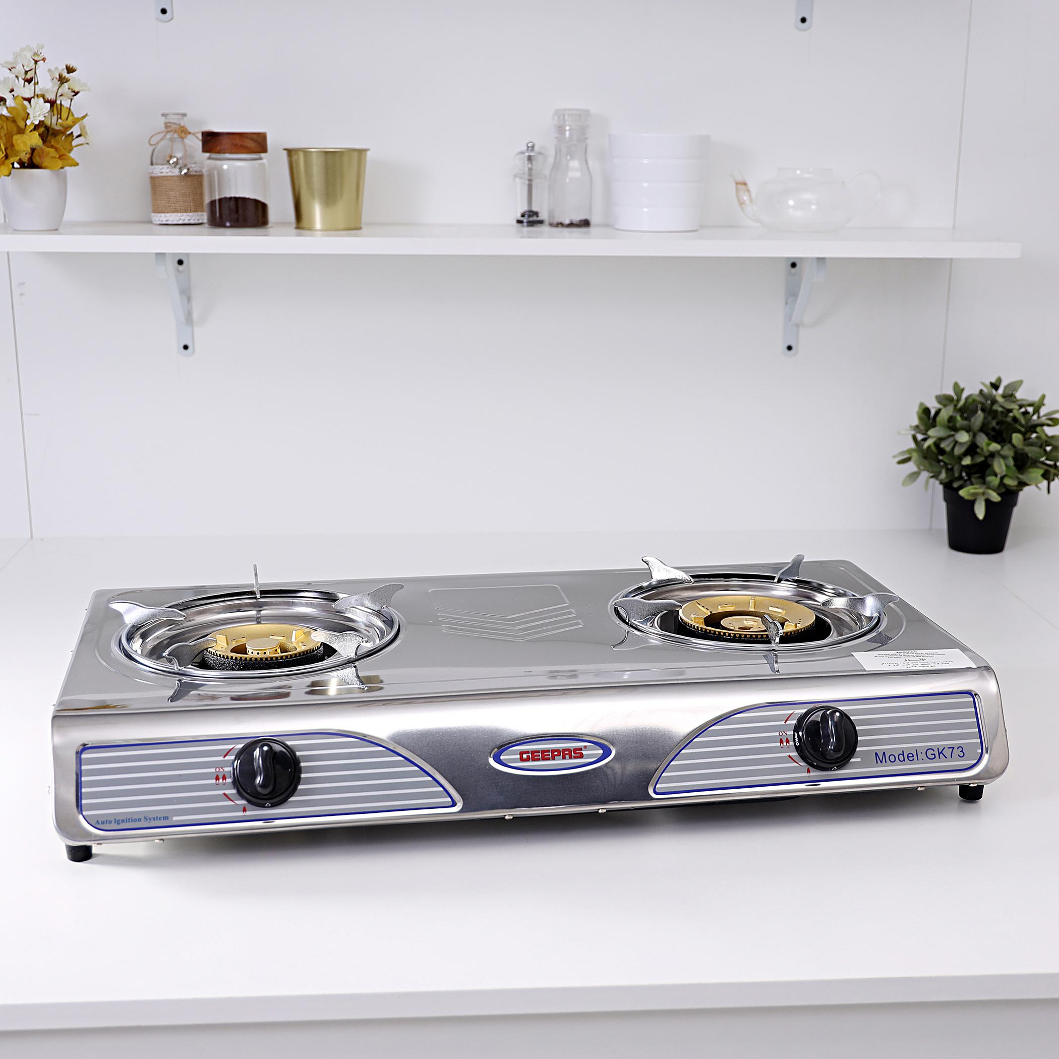موقد غاز 2 شعلة ستانلس ستيل من جيباس - GK73-household-appliances-kitchenappliances-otherkitchenappliances-image-1