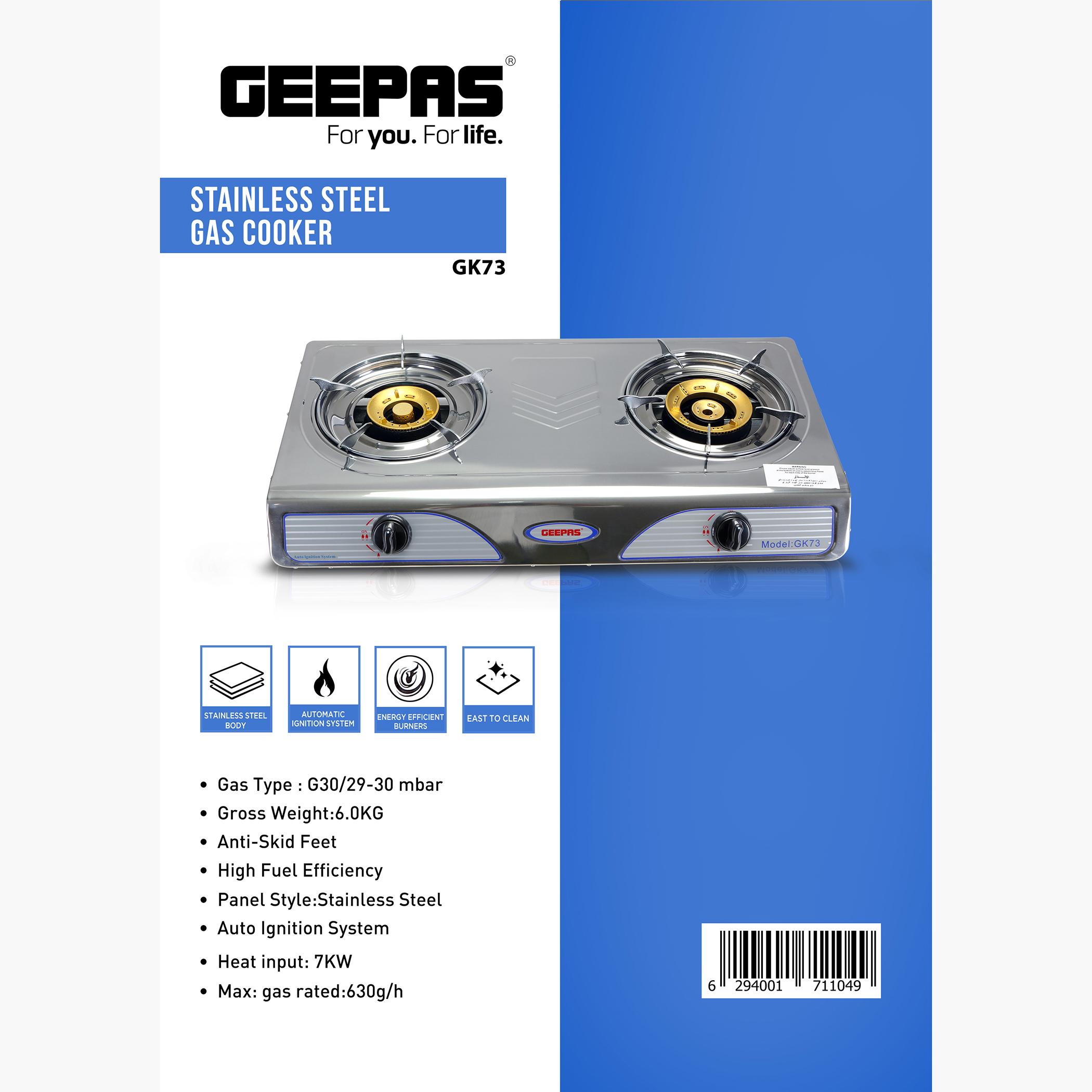 موقد غاز 2 شعلة ستانلس ستيل من جيباس - GK73-household-appliances-kitchenappliances-otherkitchenappliances-image-3