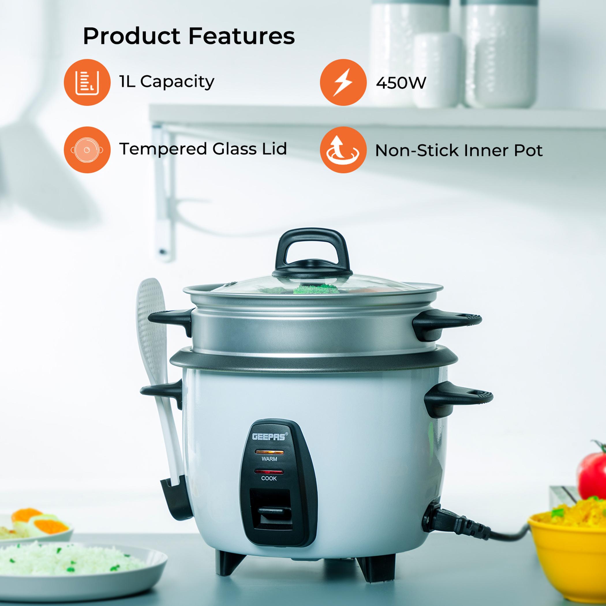 Automatic 450W 1 L Multi-Function Rice Cooker - GRC4325-household-appliances-kitchenappliances-electriccookers-image-4