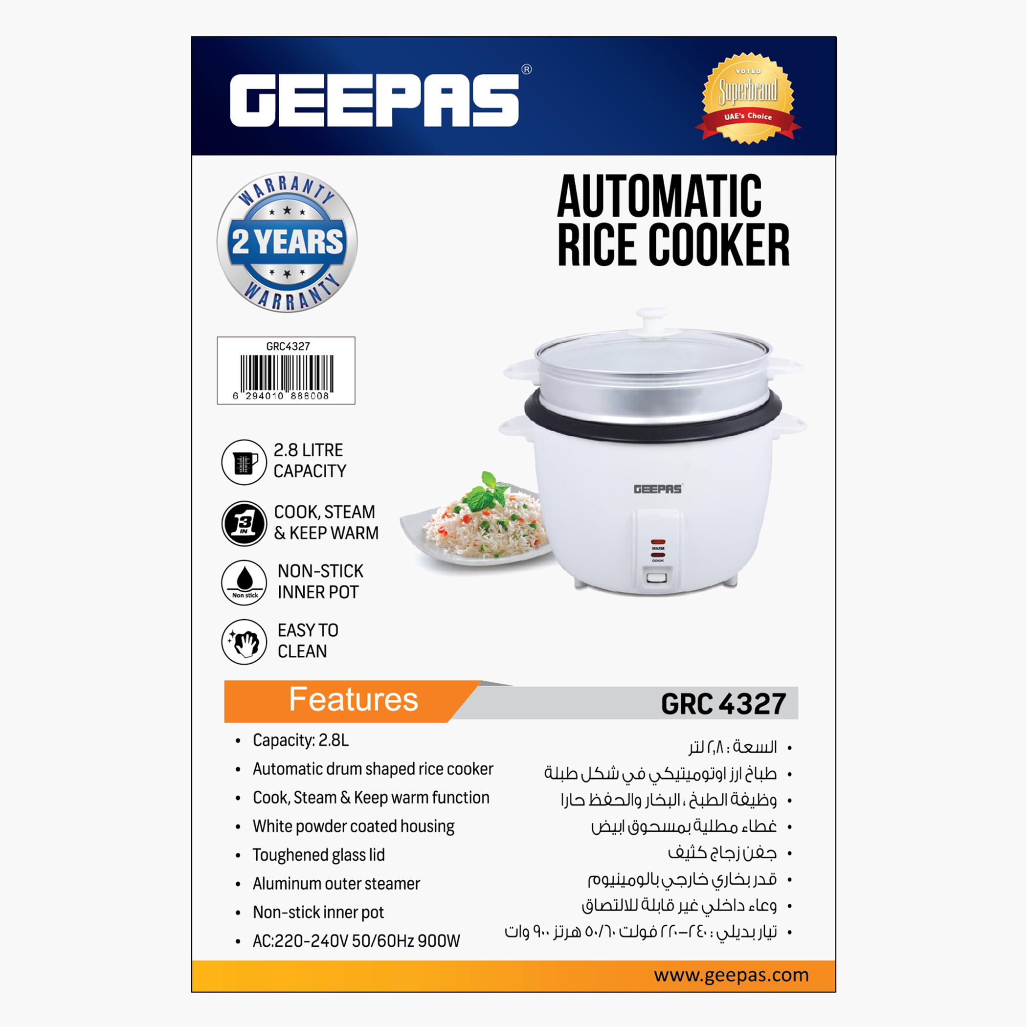 Automatic 900W 2.8 L Electric Rice Cooker - GRC4327-household-appliances-kitchenappliances-electriccookers-image-6