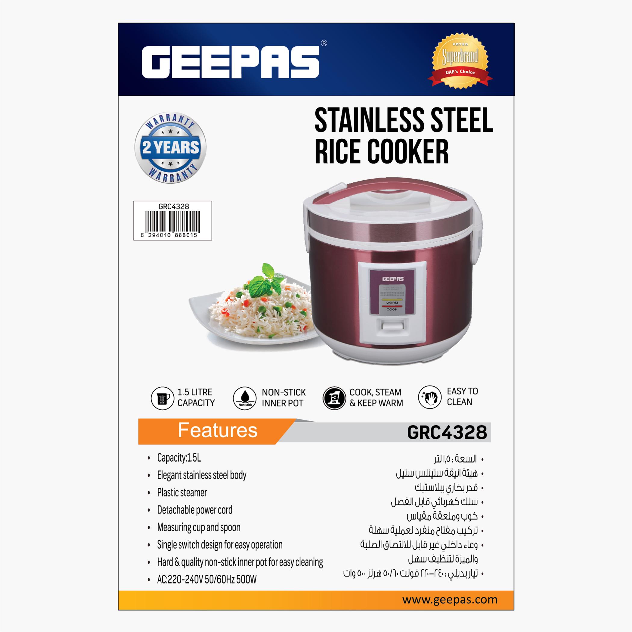Stainless Steel 1.5 L Rice Cooker- GRC4328-household-appliances-kitchenappliances-electriccookers-image-6