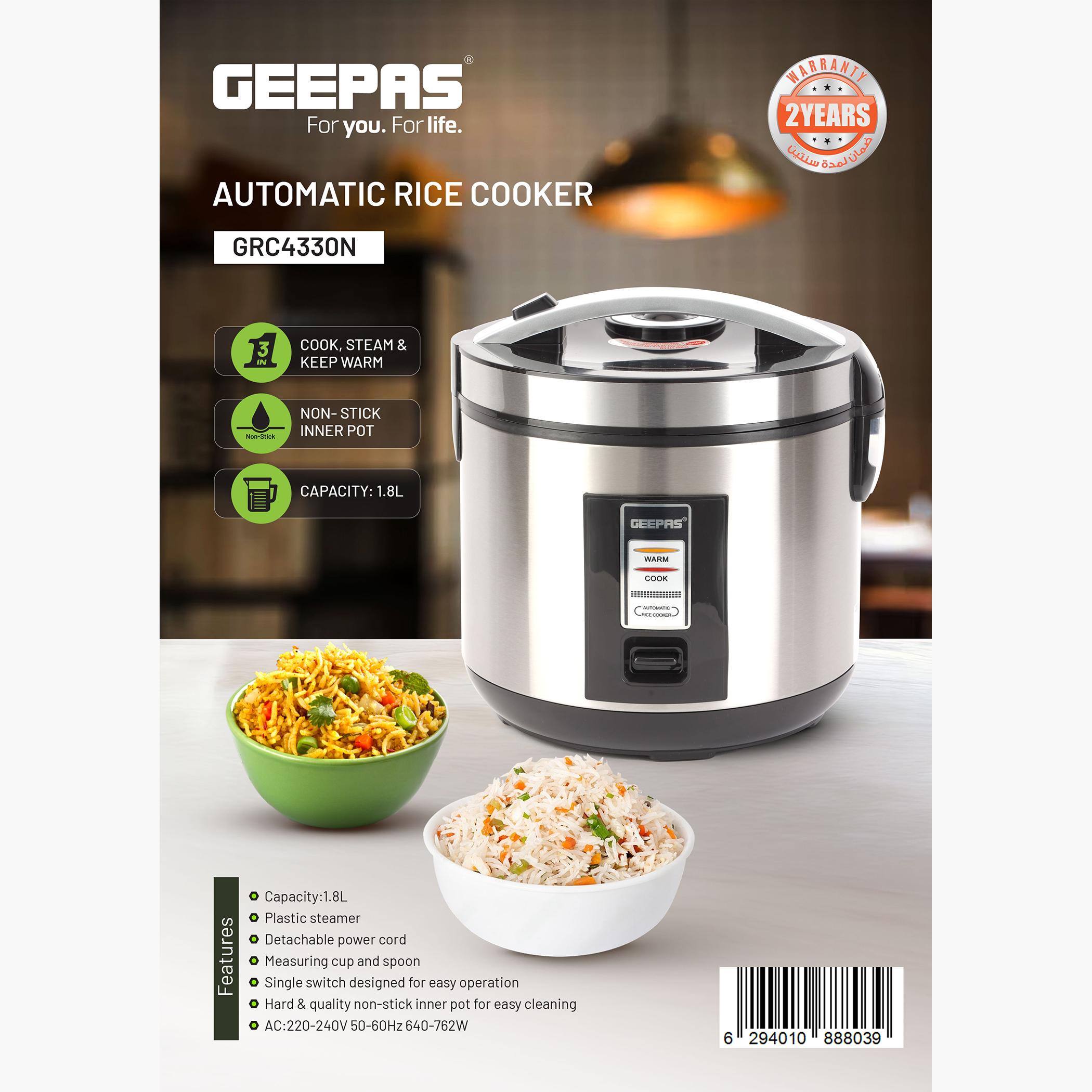 Stainless Steel 700W 1.8 L Rice Cooker- GRC4330-household-appliances-kitchenappliances-electriccookers-image-2