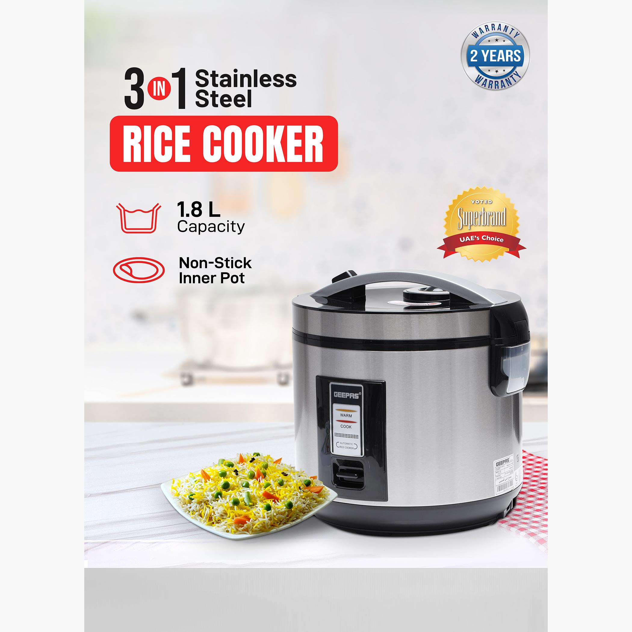 Stainless Steel 700W 1.8 L Rice Cooker- GRC4330-household-appliances-kitchenappliances-electriccookers-image-3