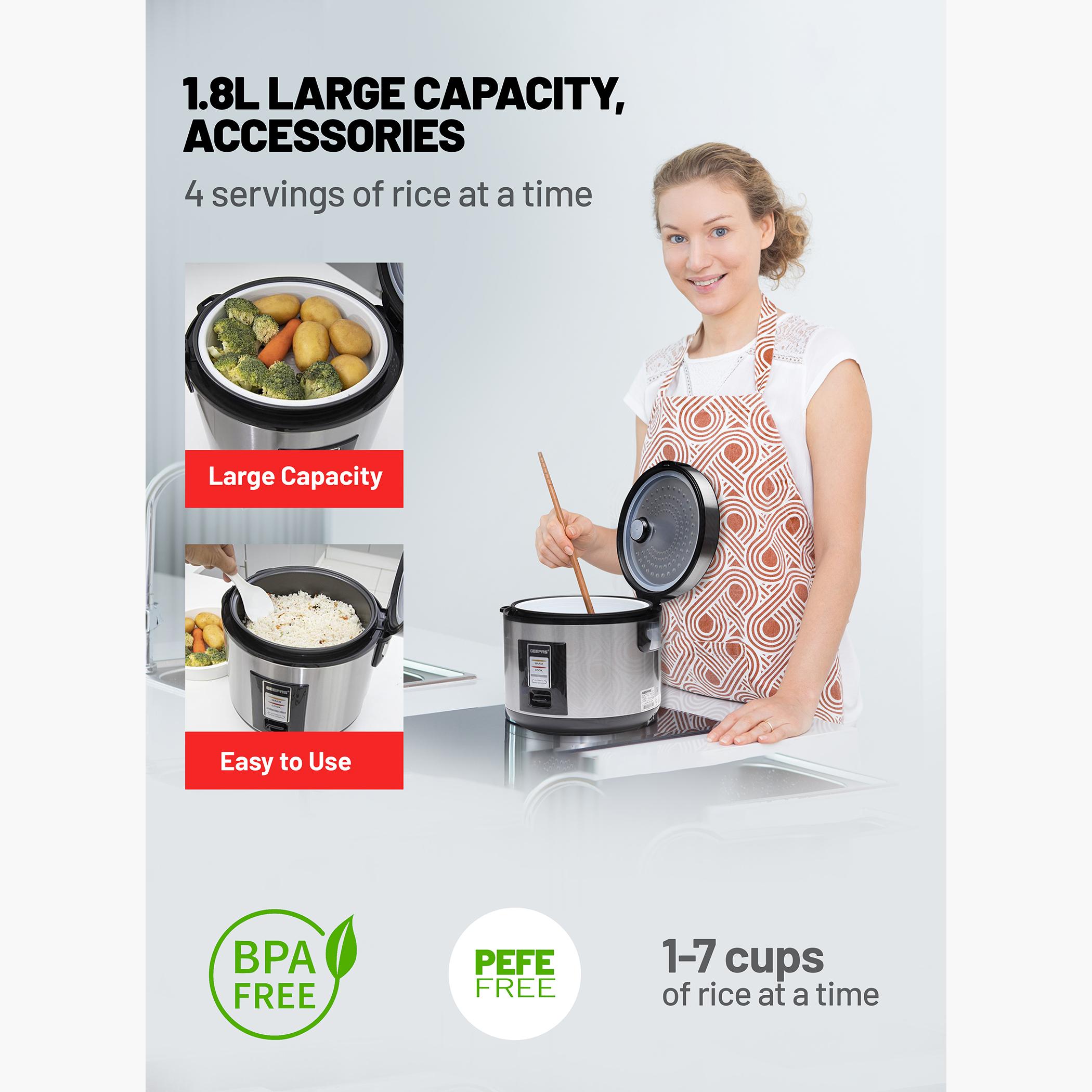 Stainless Steel 700W 1.8 L Rice Cooker- GRC4330-household-appliances-kitchenappliances-electriccookers-image-6