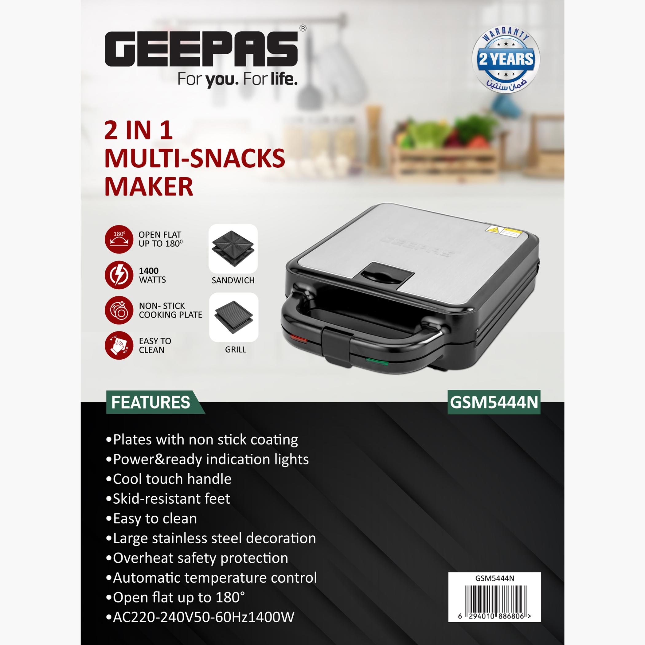صانعة ساندوتش بقوة 1400 واط 4 شرائح من جيباس - GSM5444-household-appliances-kitchenappliances-toasters-image-6
