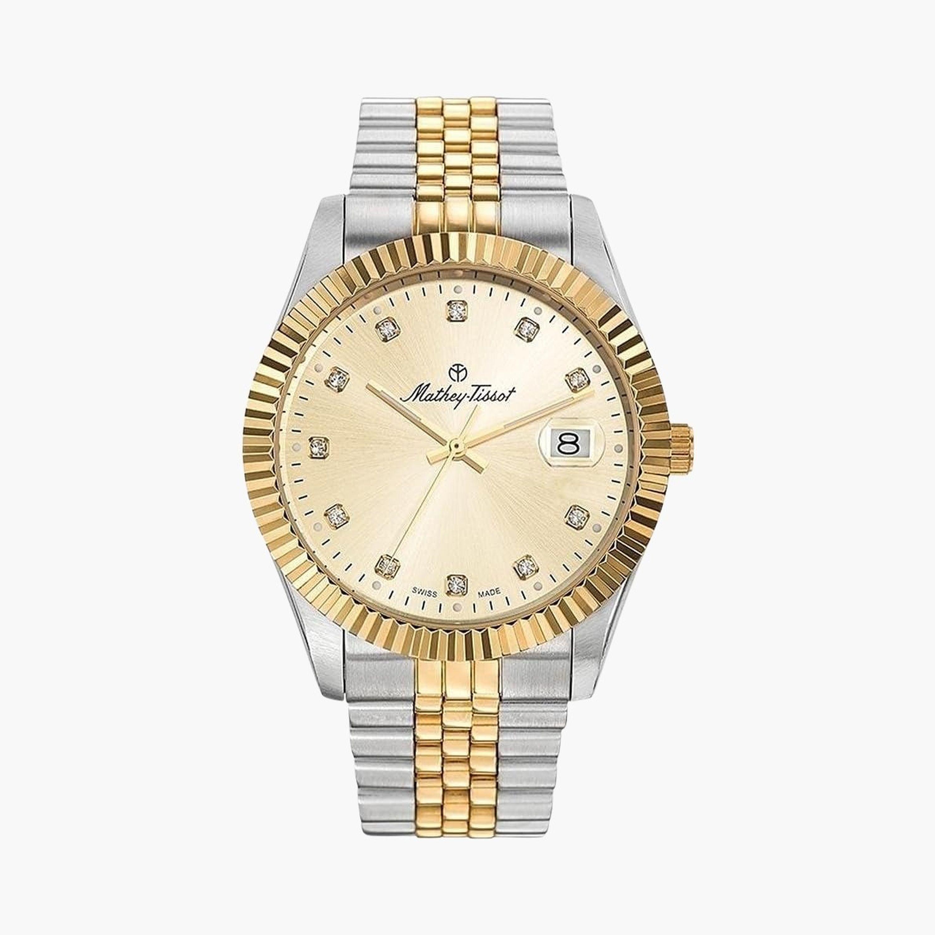 ماثي تيسوت- ساعة رجالية تناظرية سوار ستانلس ستيل ثنائي اللون 40 مم | H710BDI-men-watchesandjewellery-watches-image-1