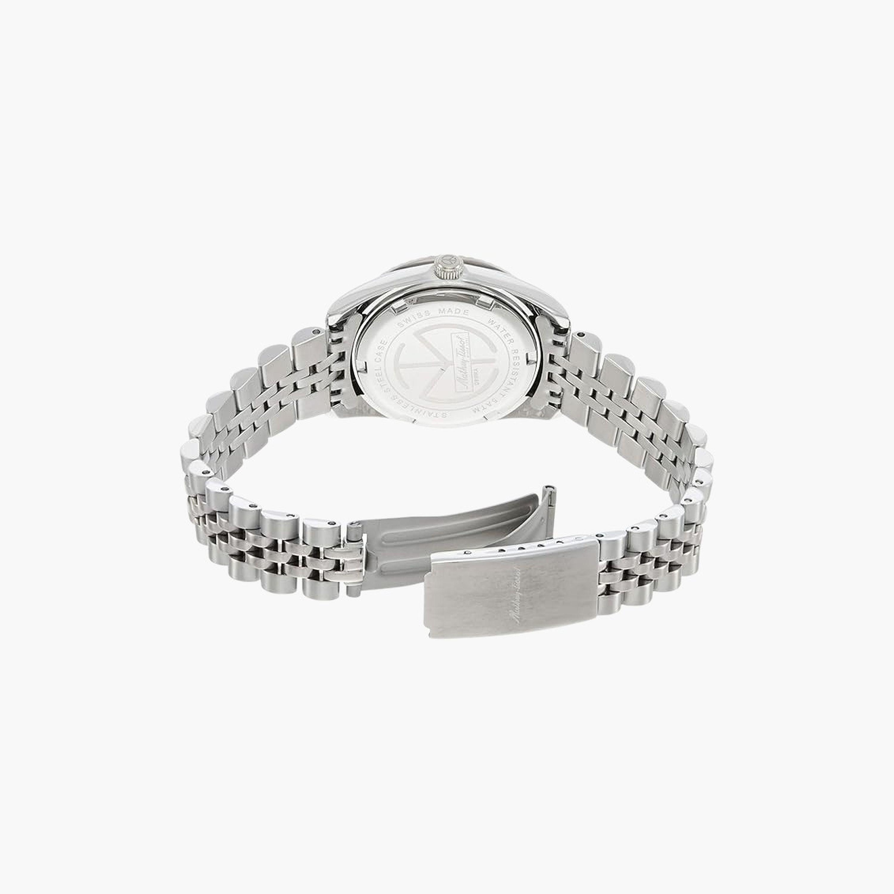 ماثي تيسوت- ساعة نسائية تناظرية سوار ستانلس ستيل وقرص فضي 30 ملم | D810AI-women-watchesandjewellery-watches-image-2