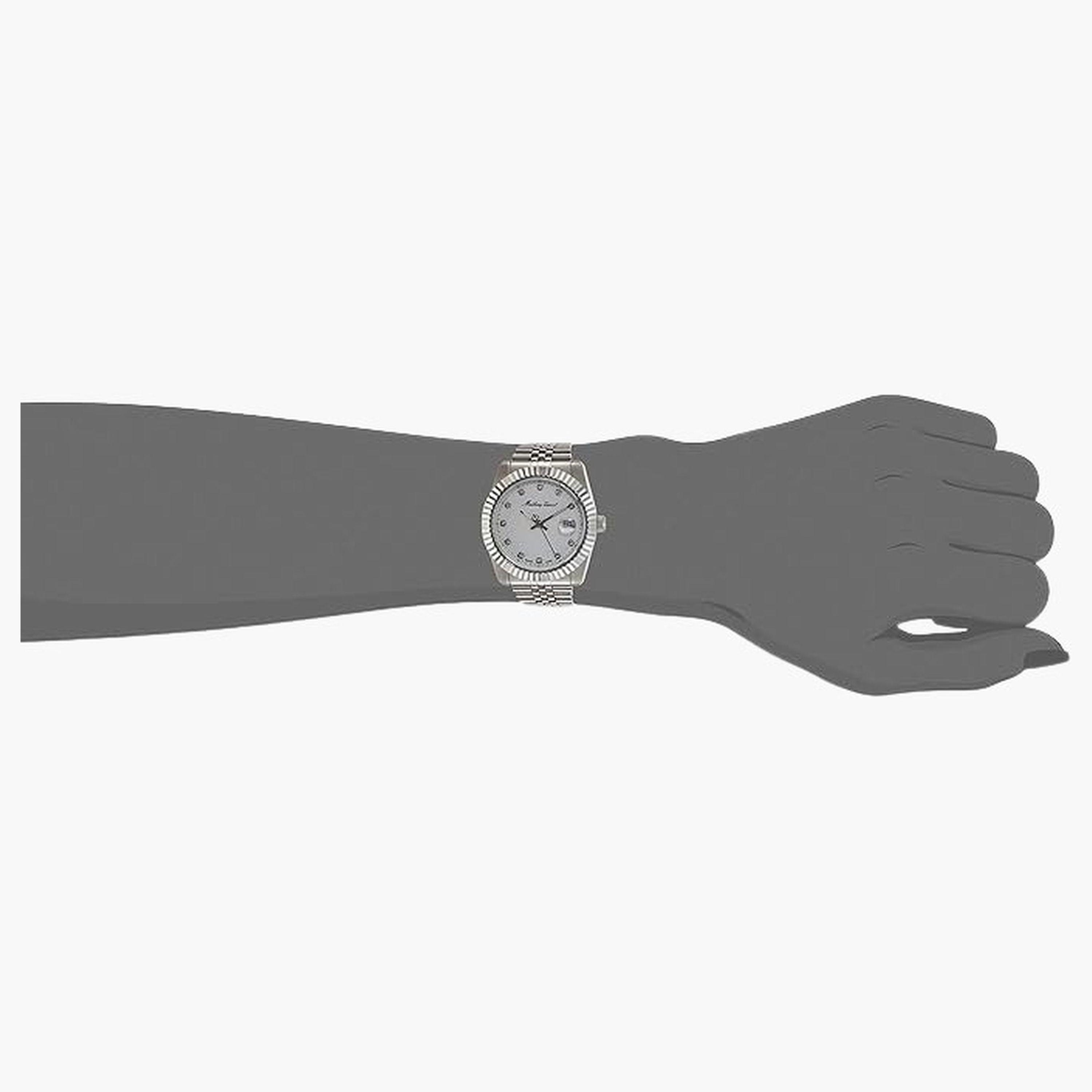 ماثي تيسوت- ساعة نسائية تناظرية سوار ستانلس ستيل وقرص فضي 30 ملم | D810AI-women-watchesandjewellery-watches-image-3