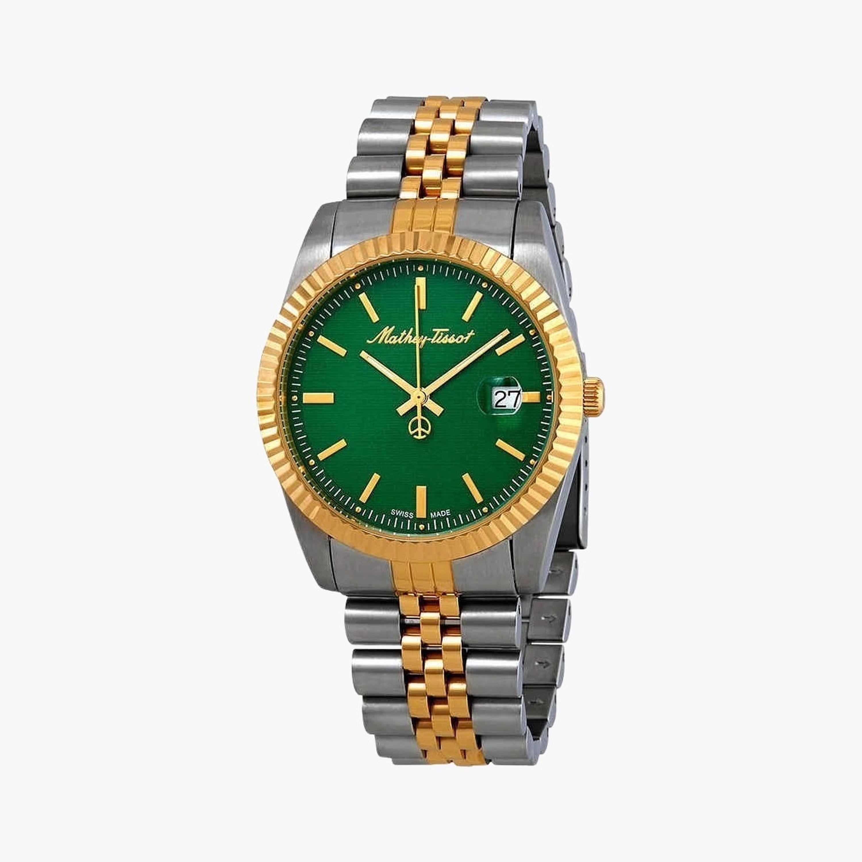 ماثي تيسوت- ساعة رجالية تناظرية سوار ستانلس ستيل ثنائي اللون 40 مم | H810BV-men-watchesandjewellery-watches-image-1