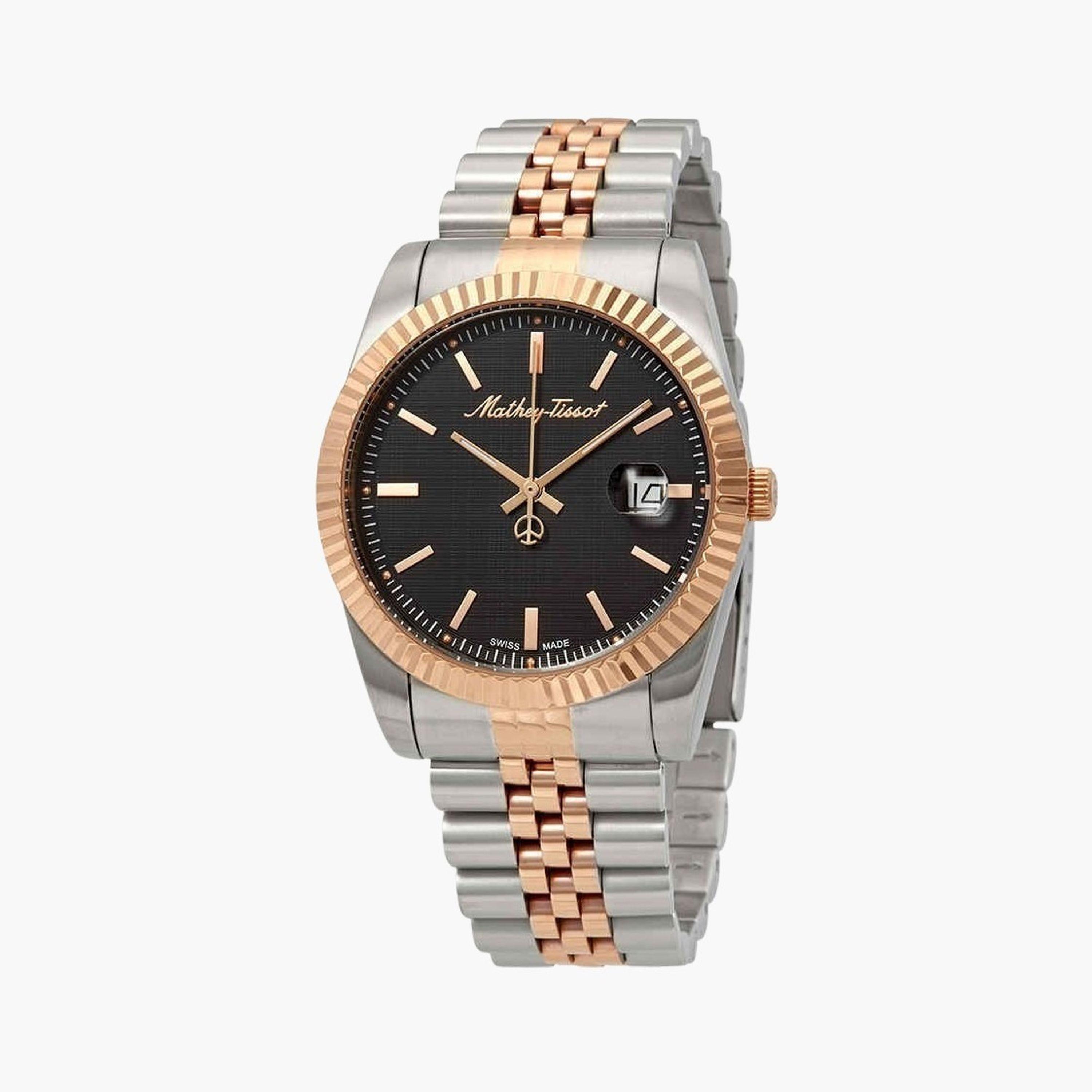 ماثي تيسوت- ساعة رجالية تناظرية سوار ستانلس ستيل ثنائي اللون 40 مم | H810RN-men-watchesandjewellery-watches-image-1