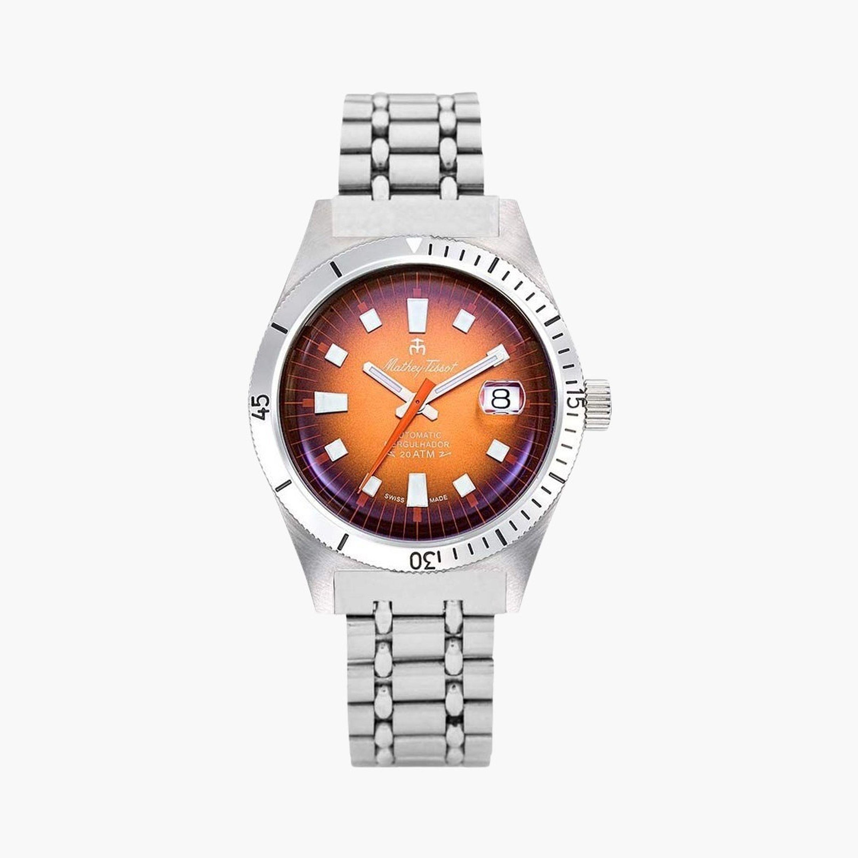 ماثي تيسوت- ساعة رجالية 41 مم تناظري سوار ستانلس ستيل باللون البرتقالي | MRG3-men-watchesandjewellery-watches-image-1