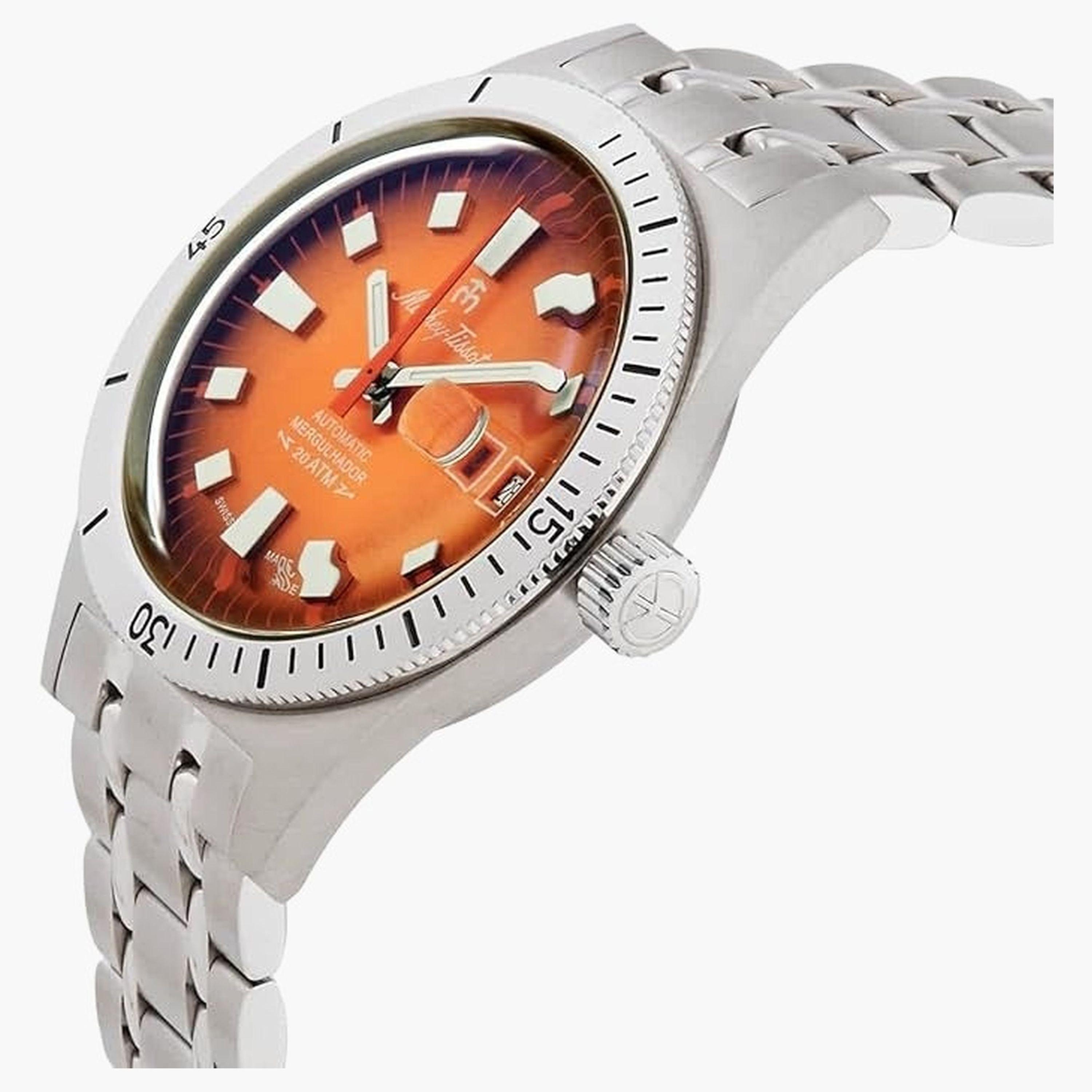 ماثي تيسوت- ساعة رجالية 41 مم تناظري سوار ستانلس ستيل باللون البرتقالي | MRG3-men-watchesandjewellery-watches-image-2