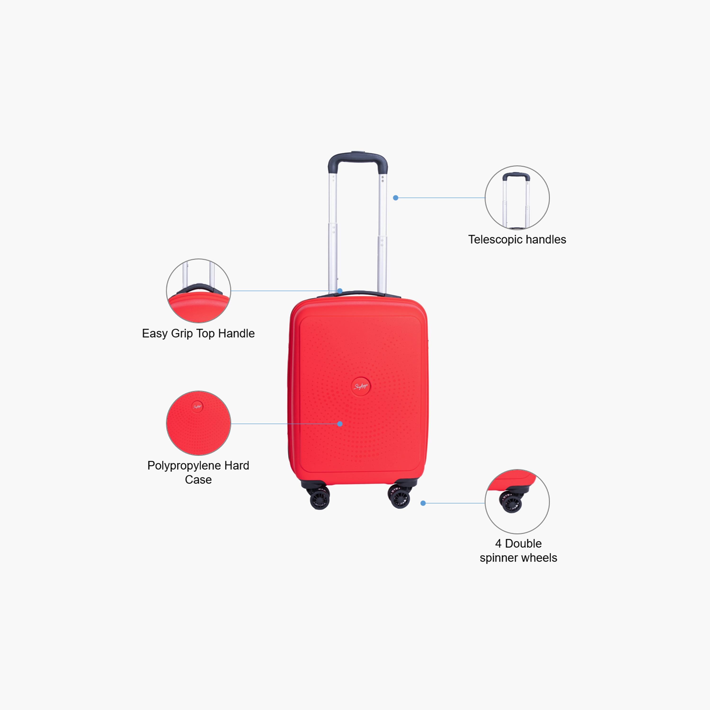 Skybags Zap 55 CM Small Cabin Polypropylene Hard Sided 4-Wheeler Spinner Trolley Bag with Combination Lock | ZAP-R20-1907-travel-luggagesandbags-luggage-image-3