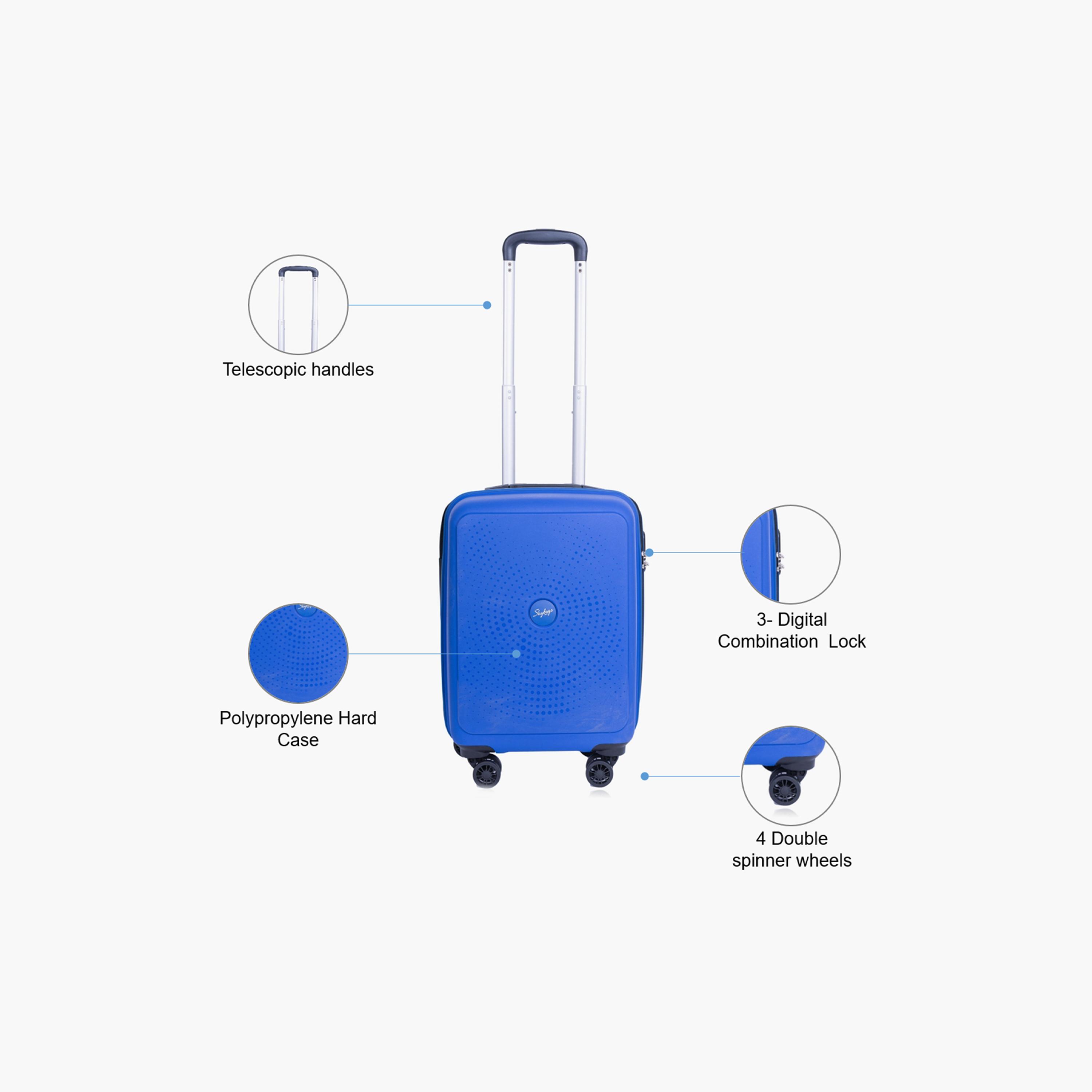 Skybags Zap 55 CM Small Cabin Polypropylene Hard Sided 4-Wheeler Spinner Trolley Bag with Combination Lock | ZAP-BL20-1902-travel-luggagesandbags-luggage-image-3