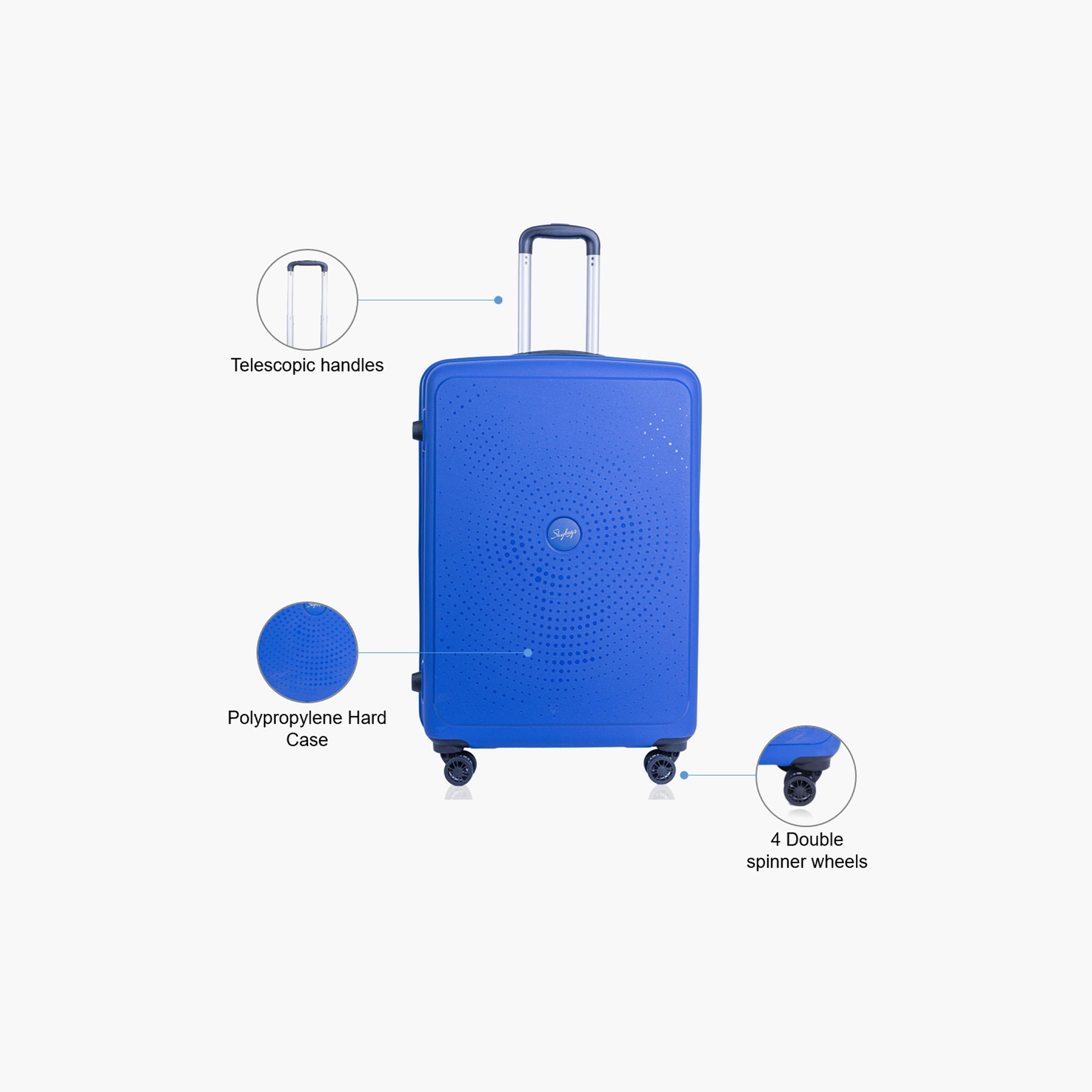 Skybags Zap 76 CM Large Check-in Polypropylene Hard Sided 4-Wheeler Spinner Trolley Bag with Combination Lock | ZAP-BL28-1904-travel-luggagesandbags-luggage-image-3